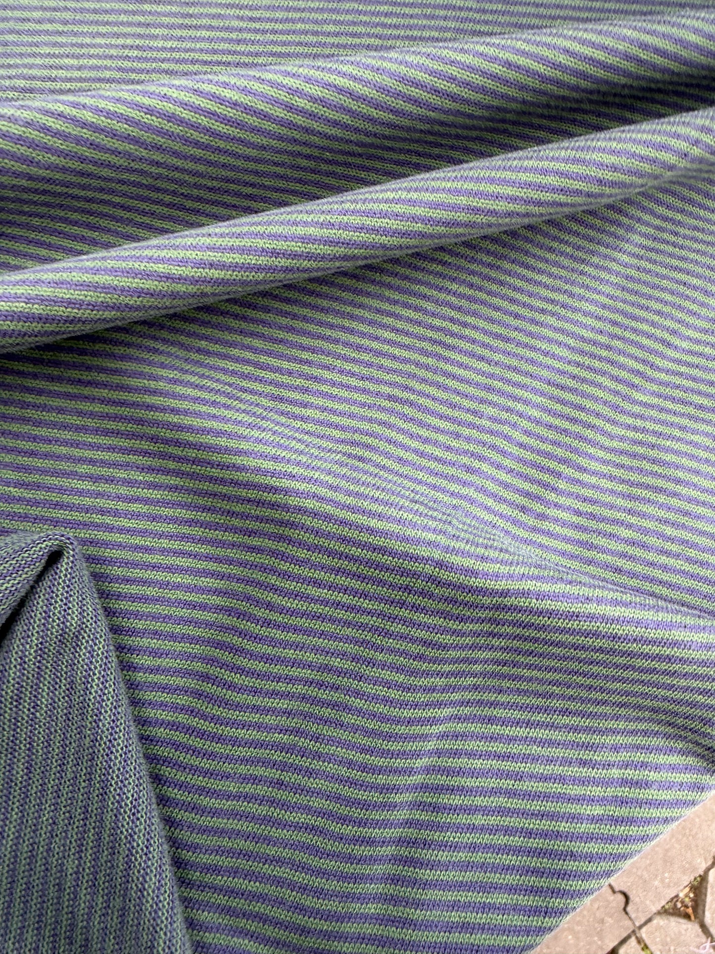 B.ROSE 038 cotton jersey stripes green/jeans blue