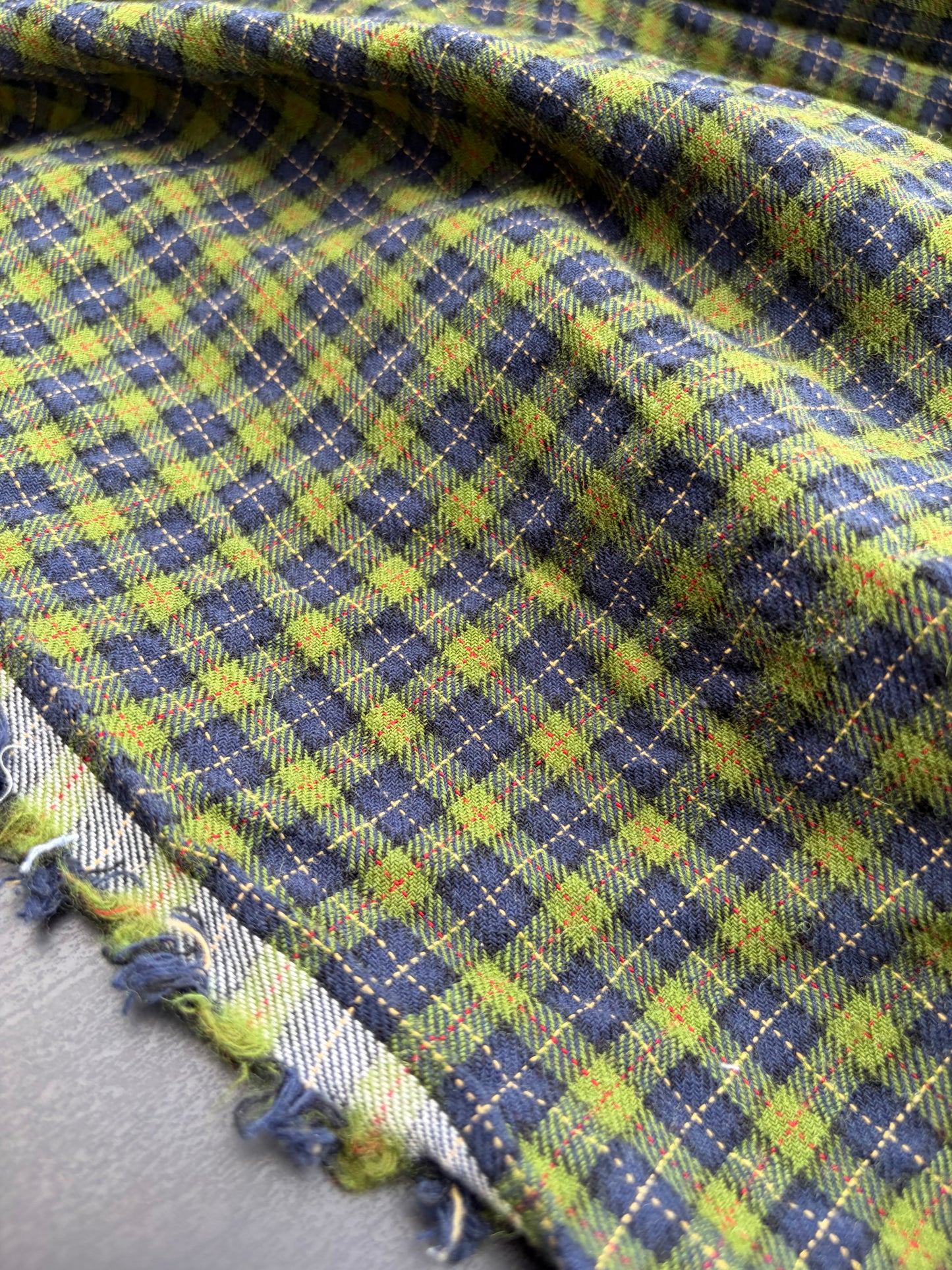 B.ROSE 039 light wool check stretch green/blue