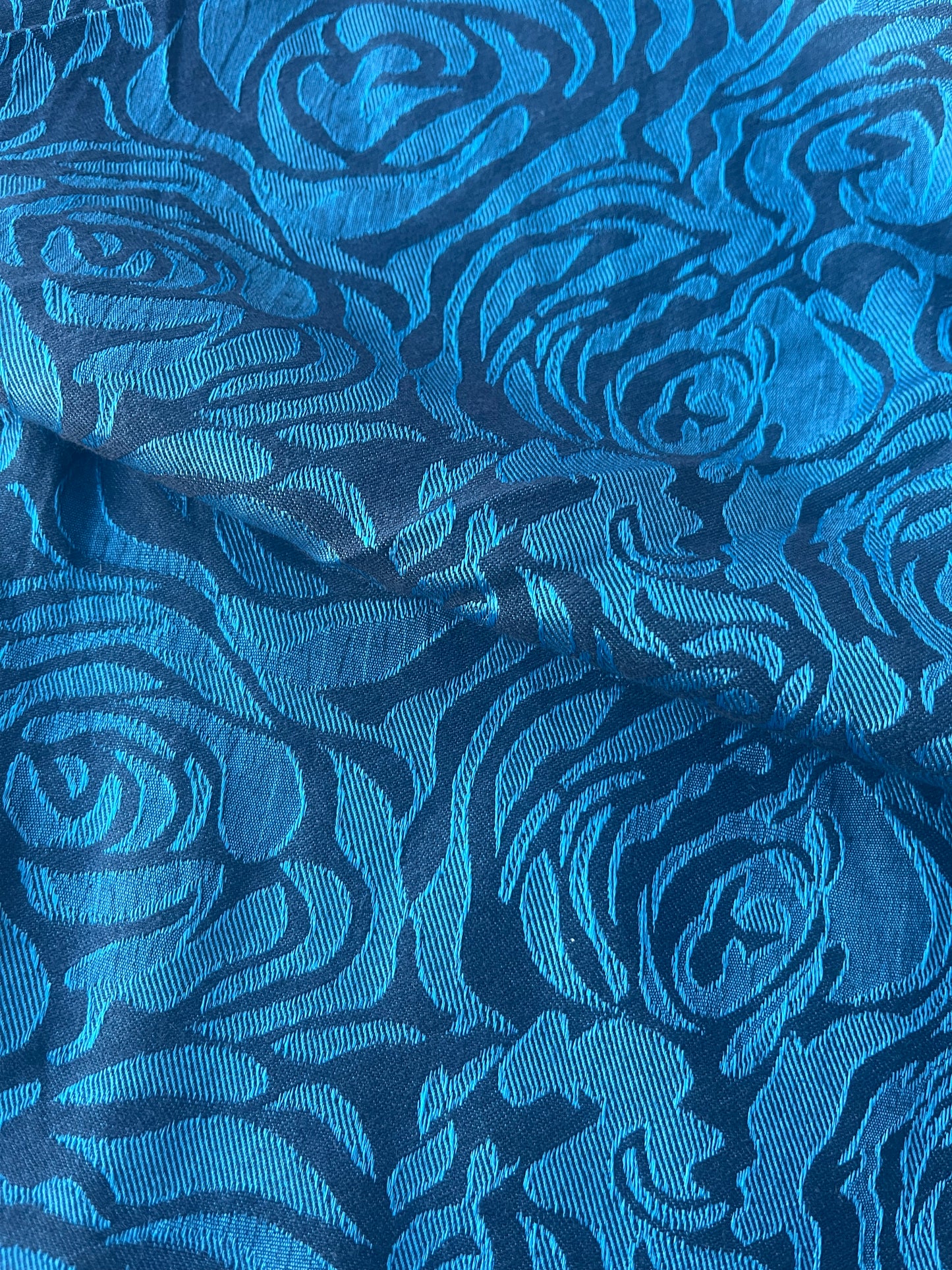 TINA 012 cotton stretch jacquard petrol/black roses