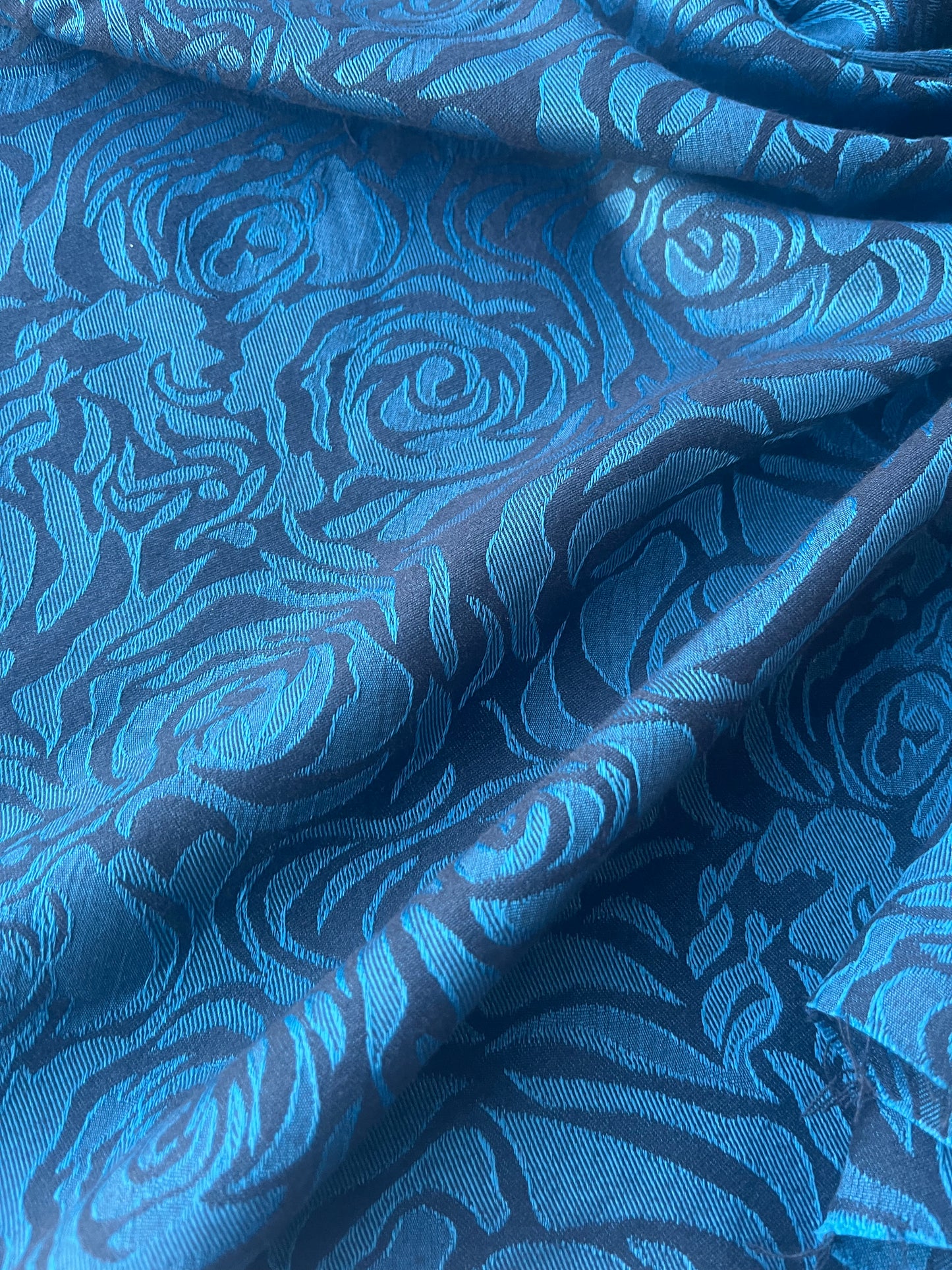 TINA 012 cotton stretch jacquard petrol/black roses