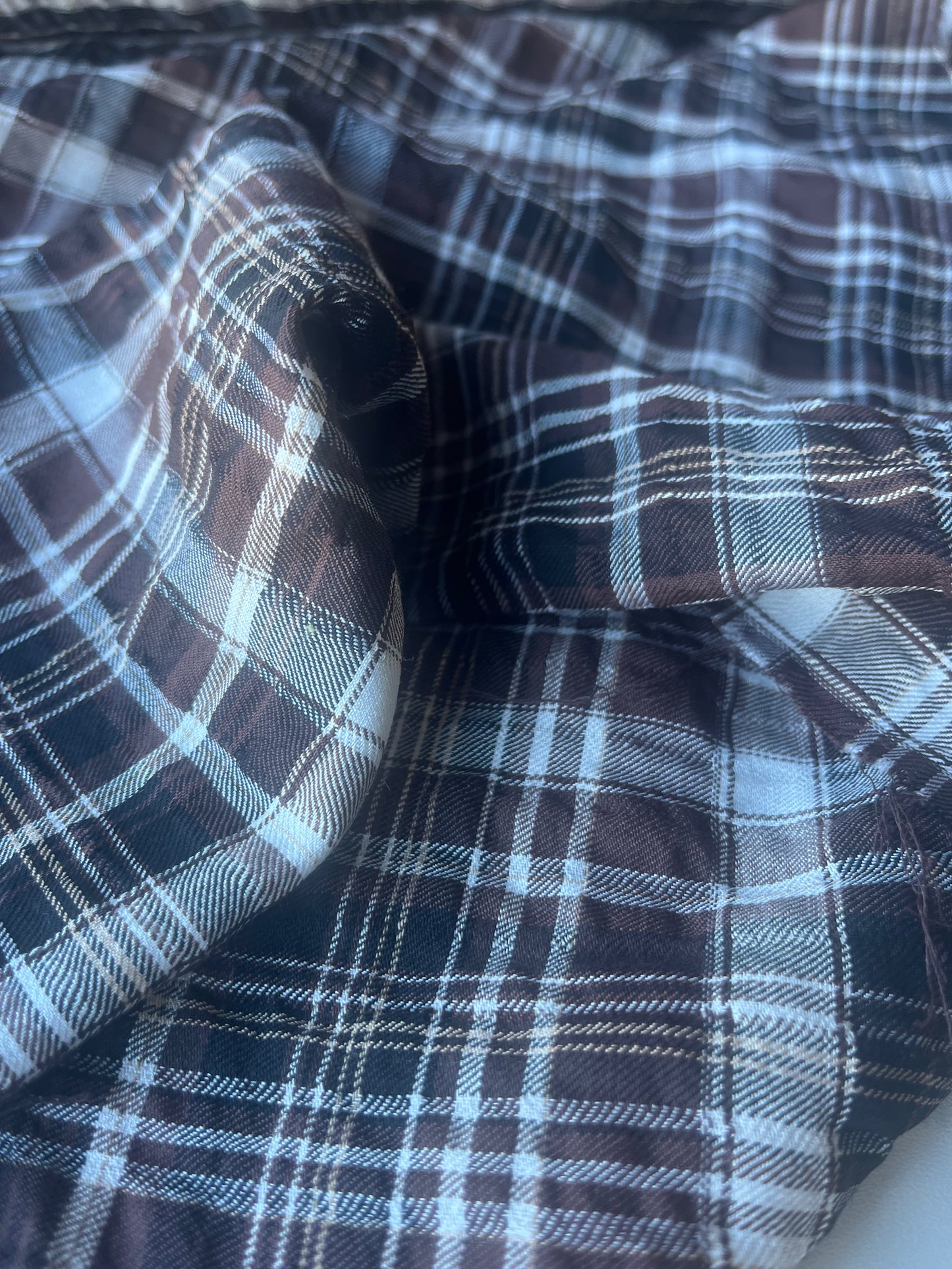 MONTI 001 43910/1 crinkle cramming cotton check brown/black