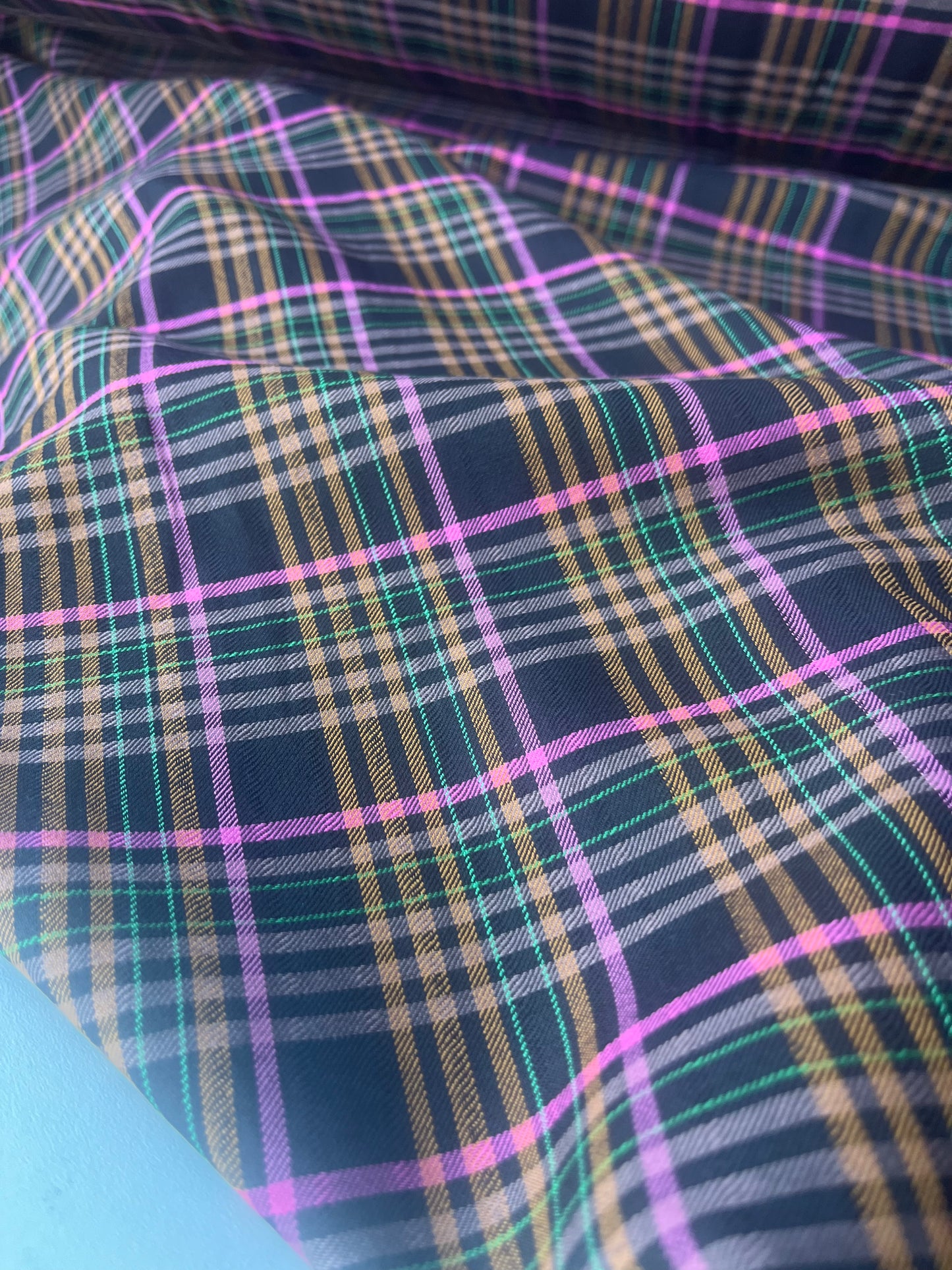 MONTI 004 44018/1B cotton dobby twill check black/pink/green
