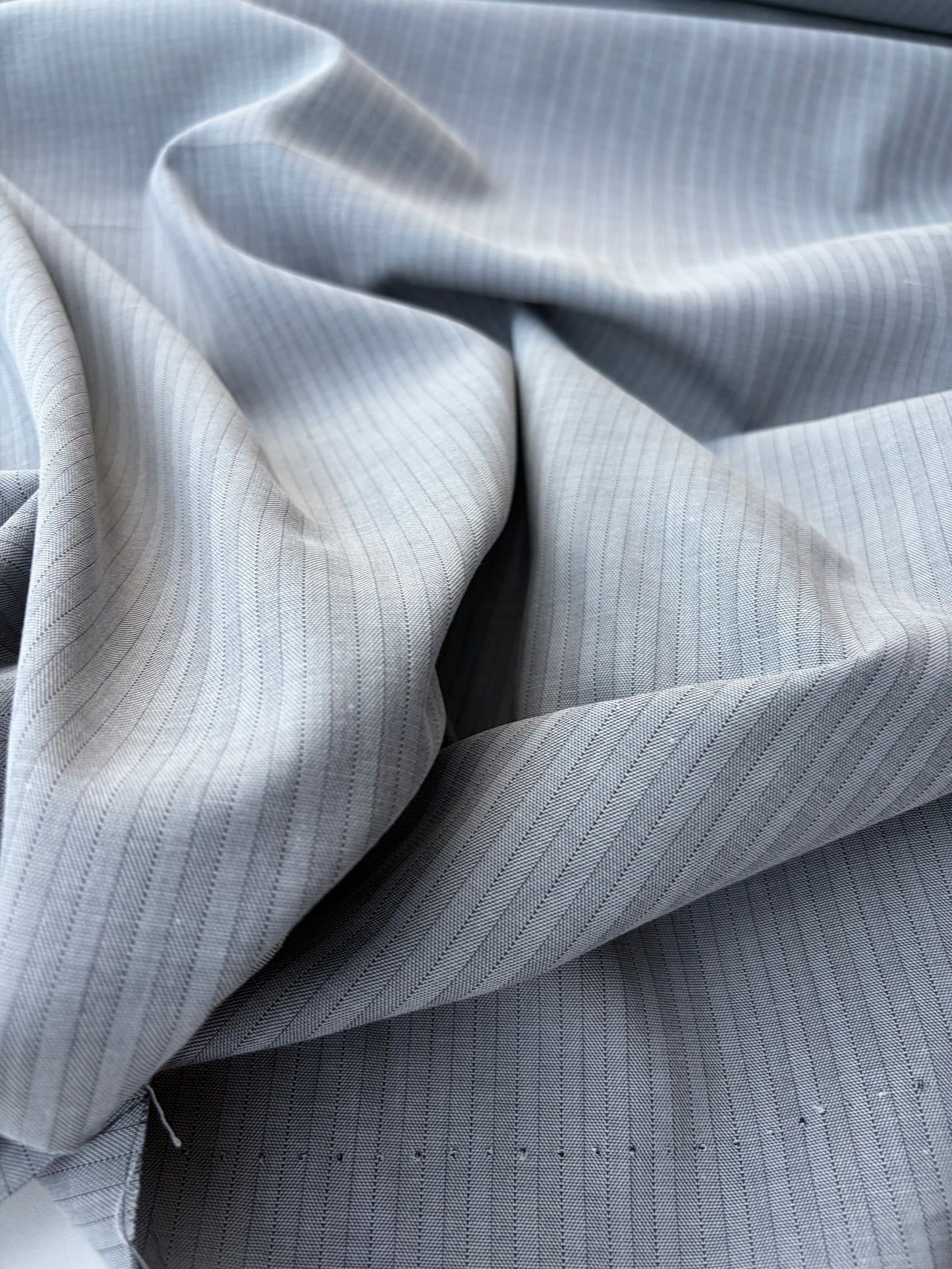 AMI 047 yarn dyed cotton herringbone stripes grey