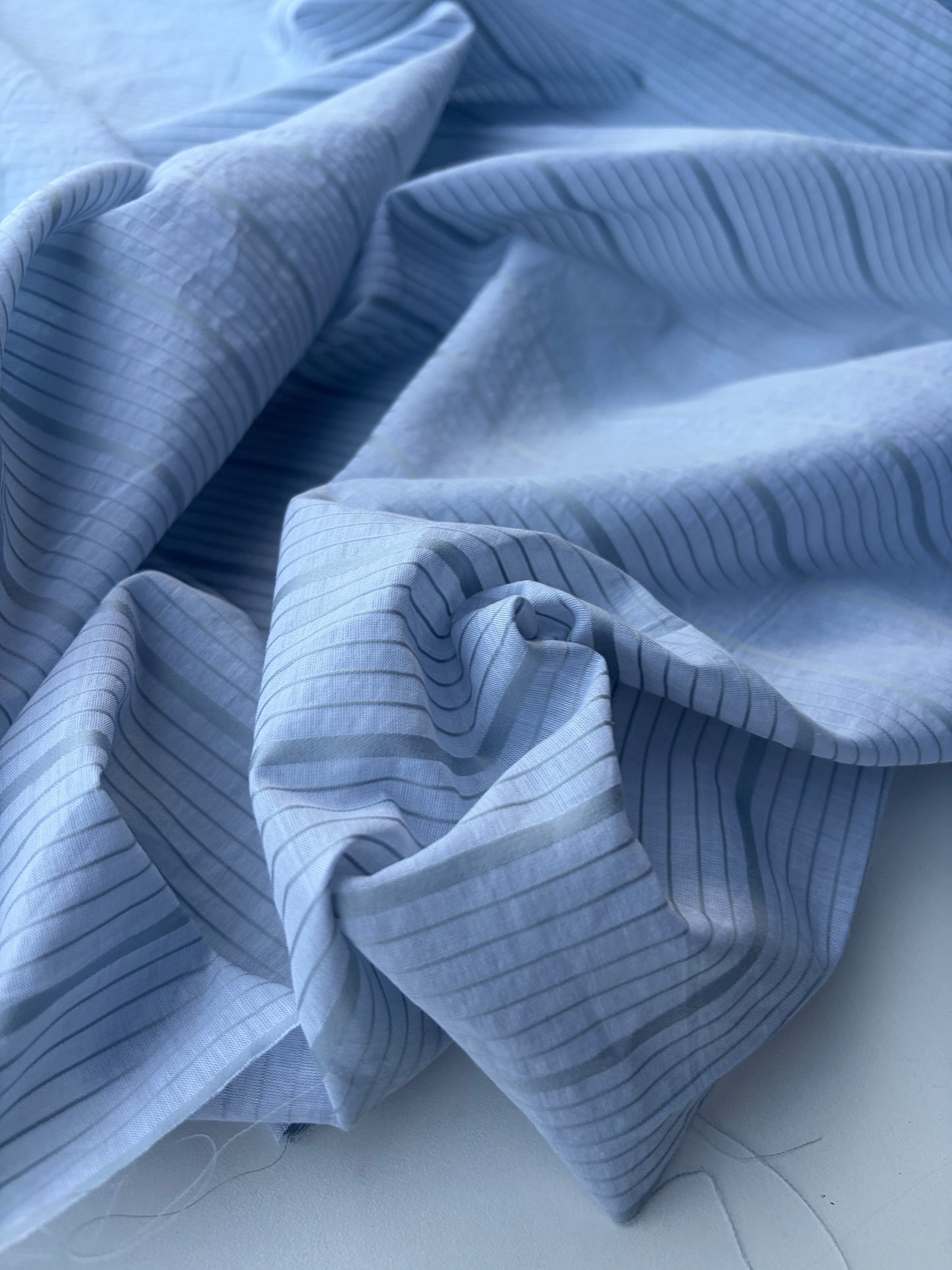 AMI 048 yarn dyed cotton stripes light blue