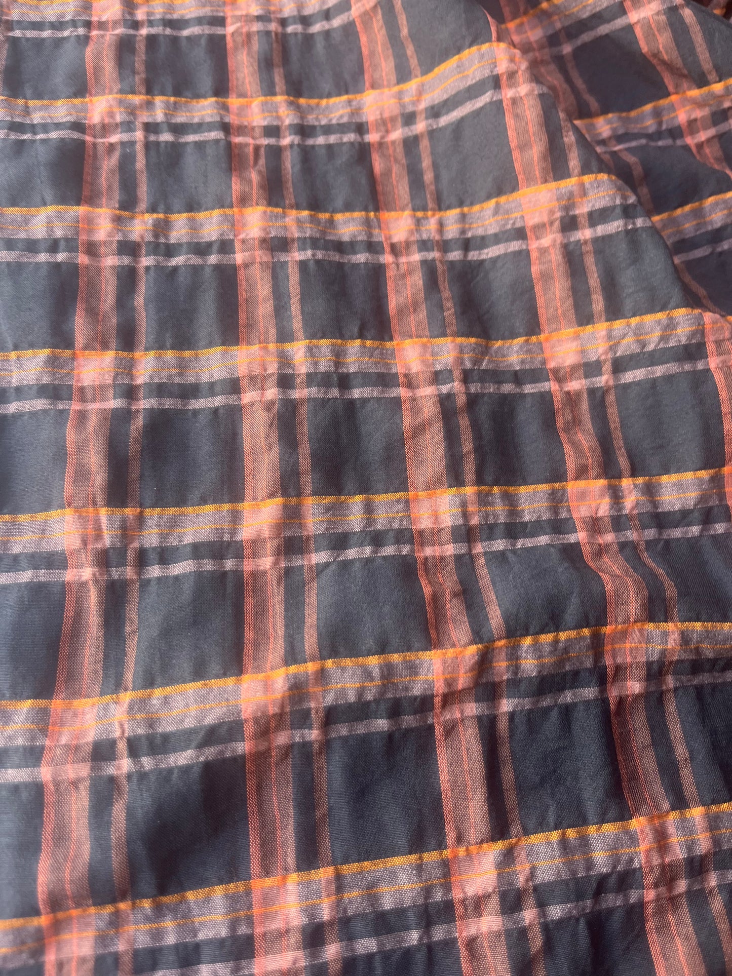 MONTI 015 43947/142 cotton crinkle check brown/orange/brique