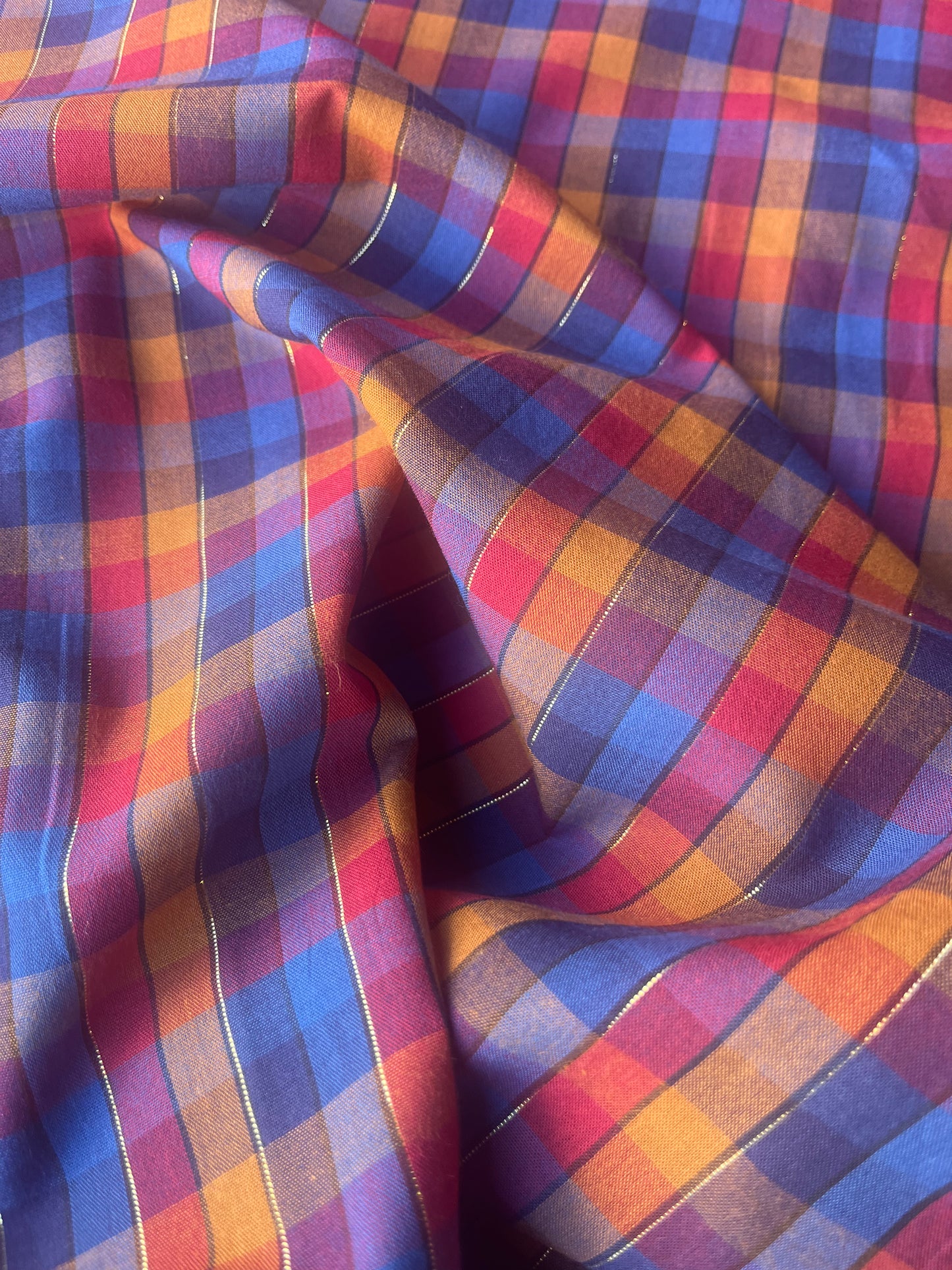 MONTI 013 45424/1 cotton check with lurex red/blue/orange