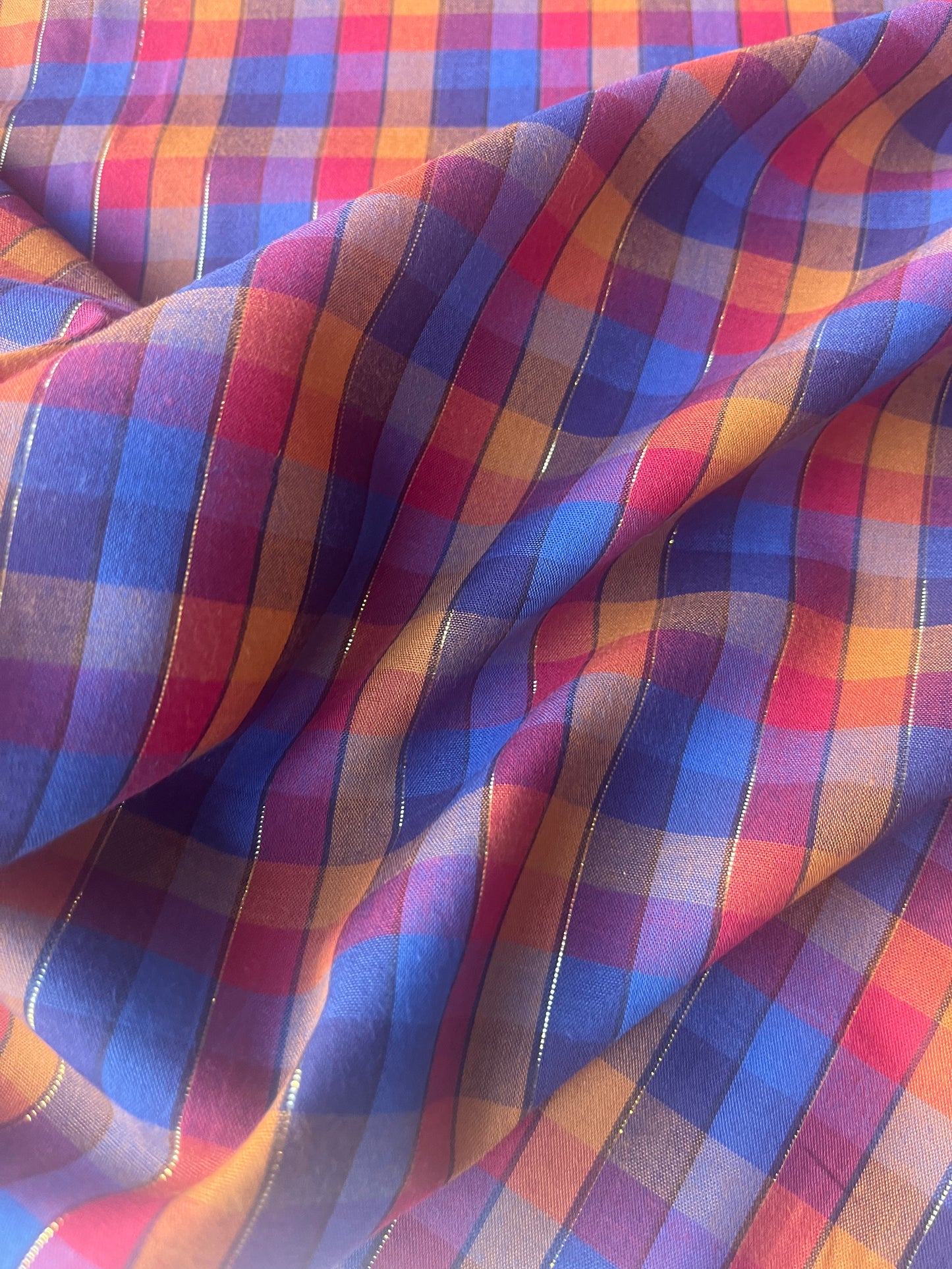 MONTI 013 45424/1 cotton check with lurex red/blue/orange