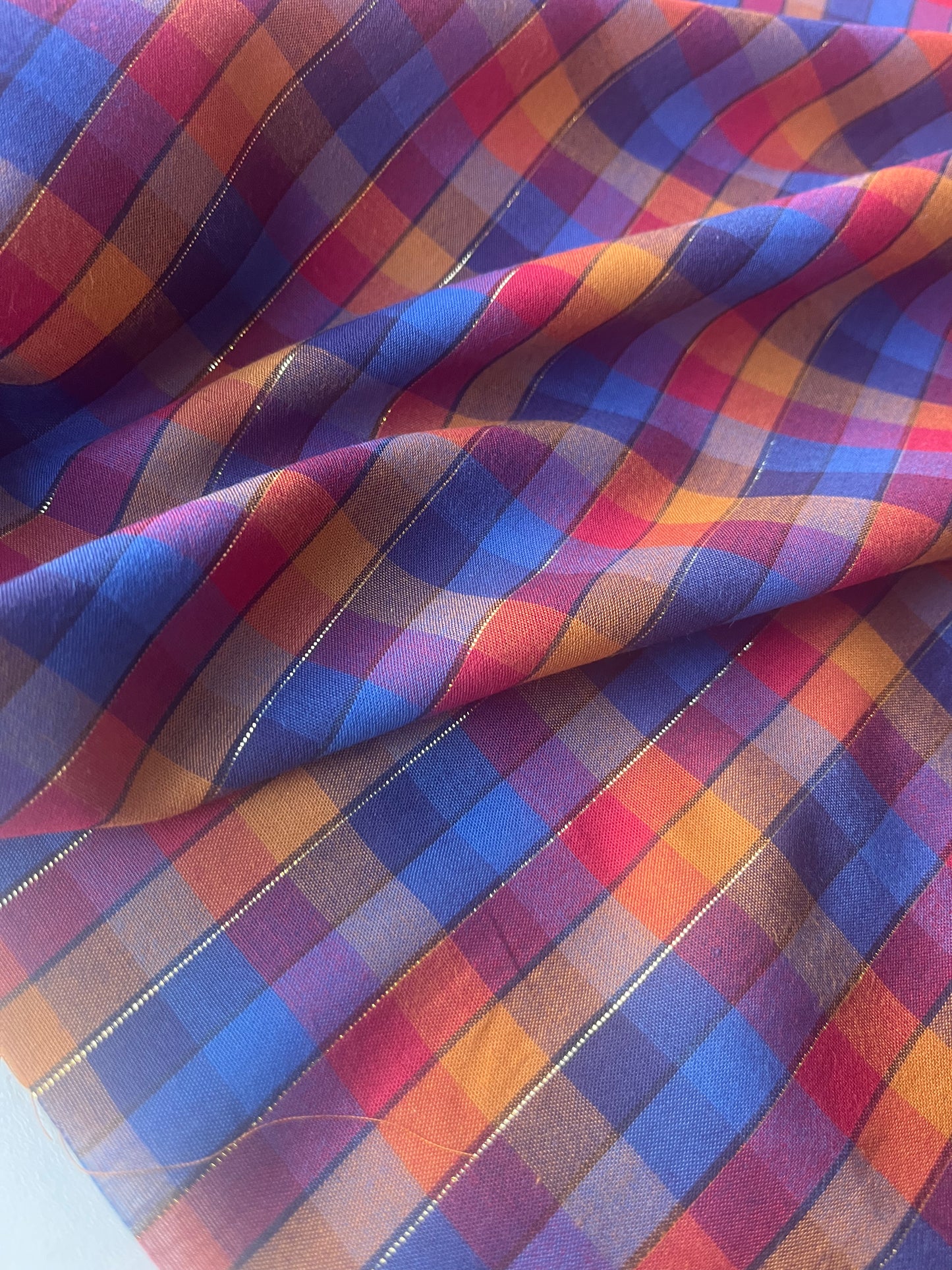 MONTI 013 45424/1 cotton check with lurex red/blue/orange