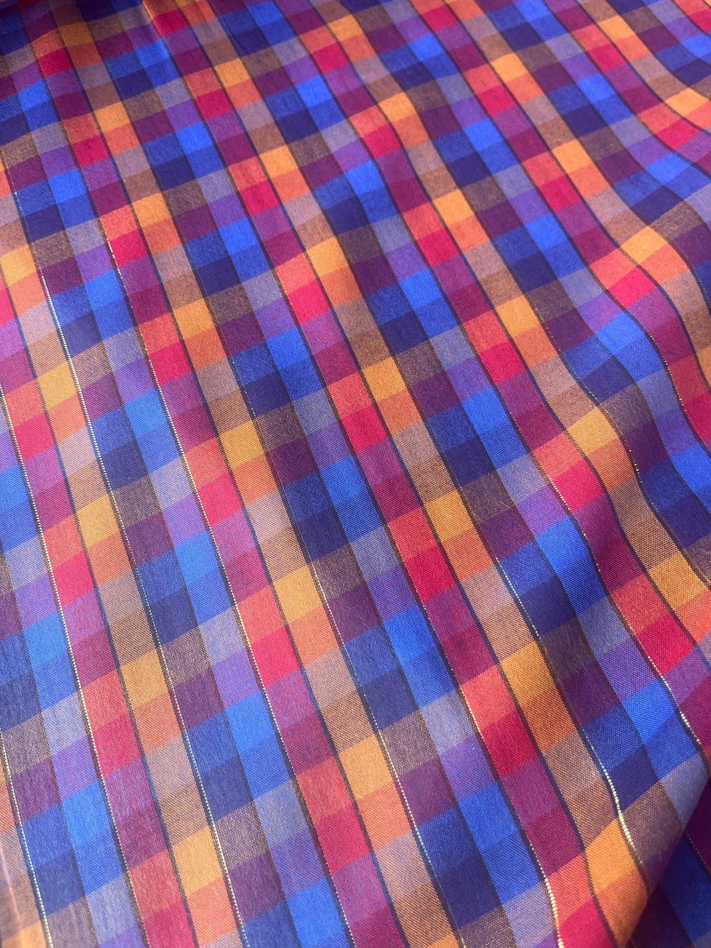 MONTI 013 45424/1 cotton check with lurex red/blue/orange