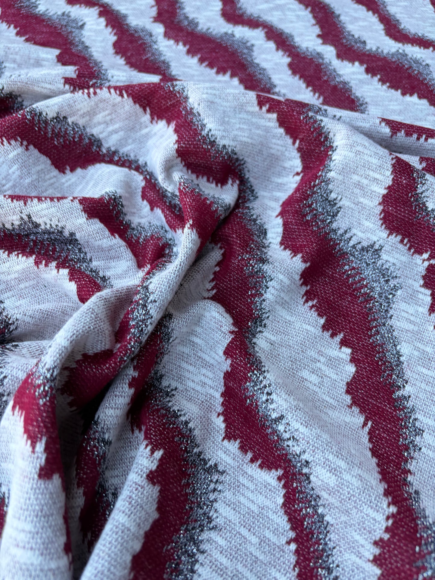 BILLY 012 burgundy/silver cotton jersey jacquard