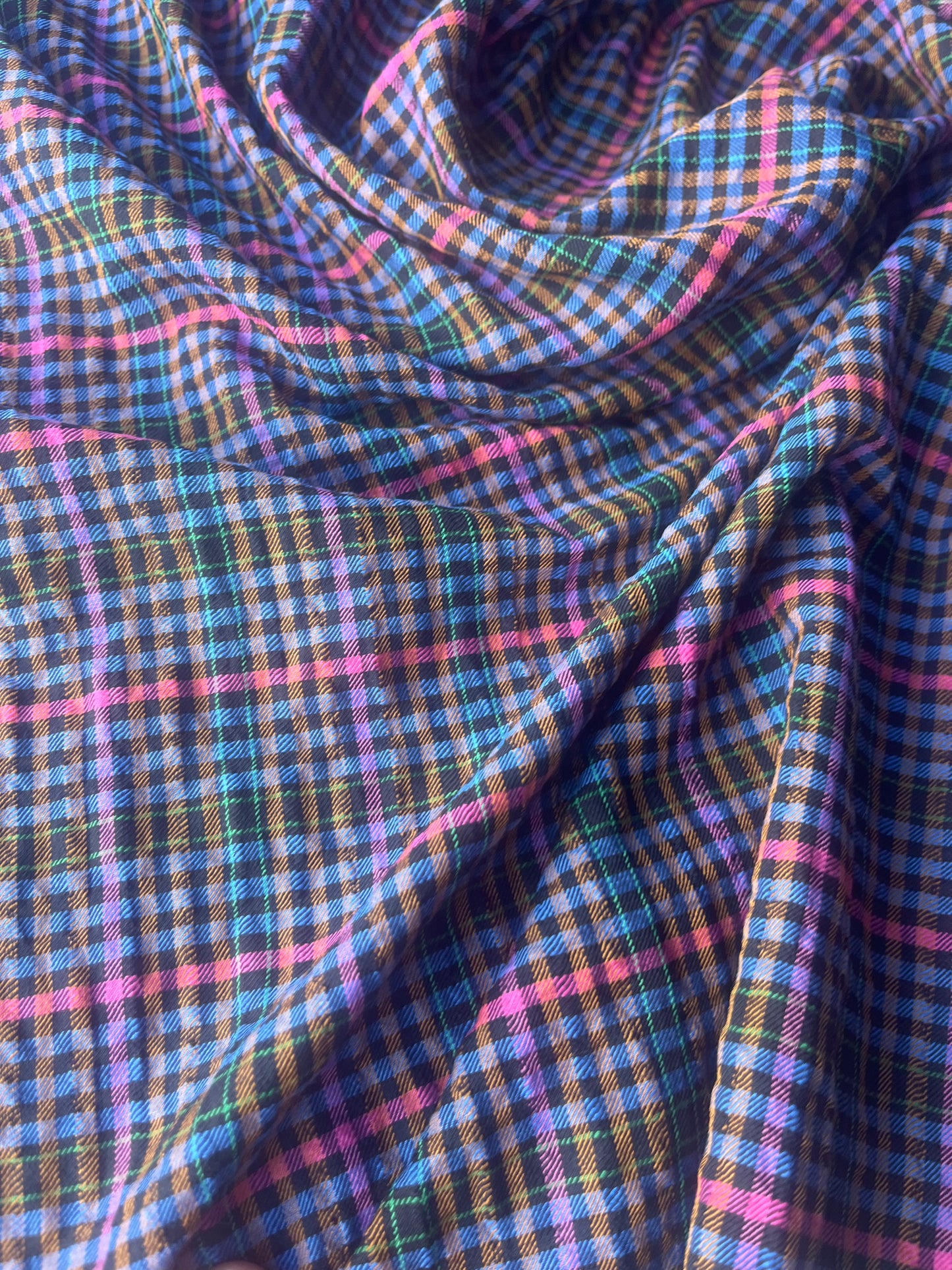 MONTI 014 44031/2 crinkle cramming cotton check pink/blue/green/orange
