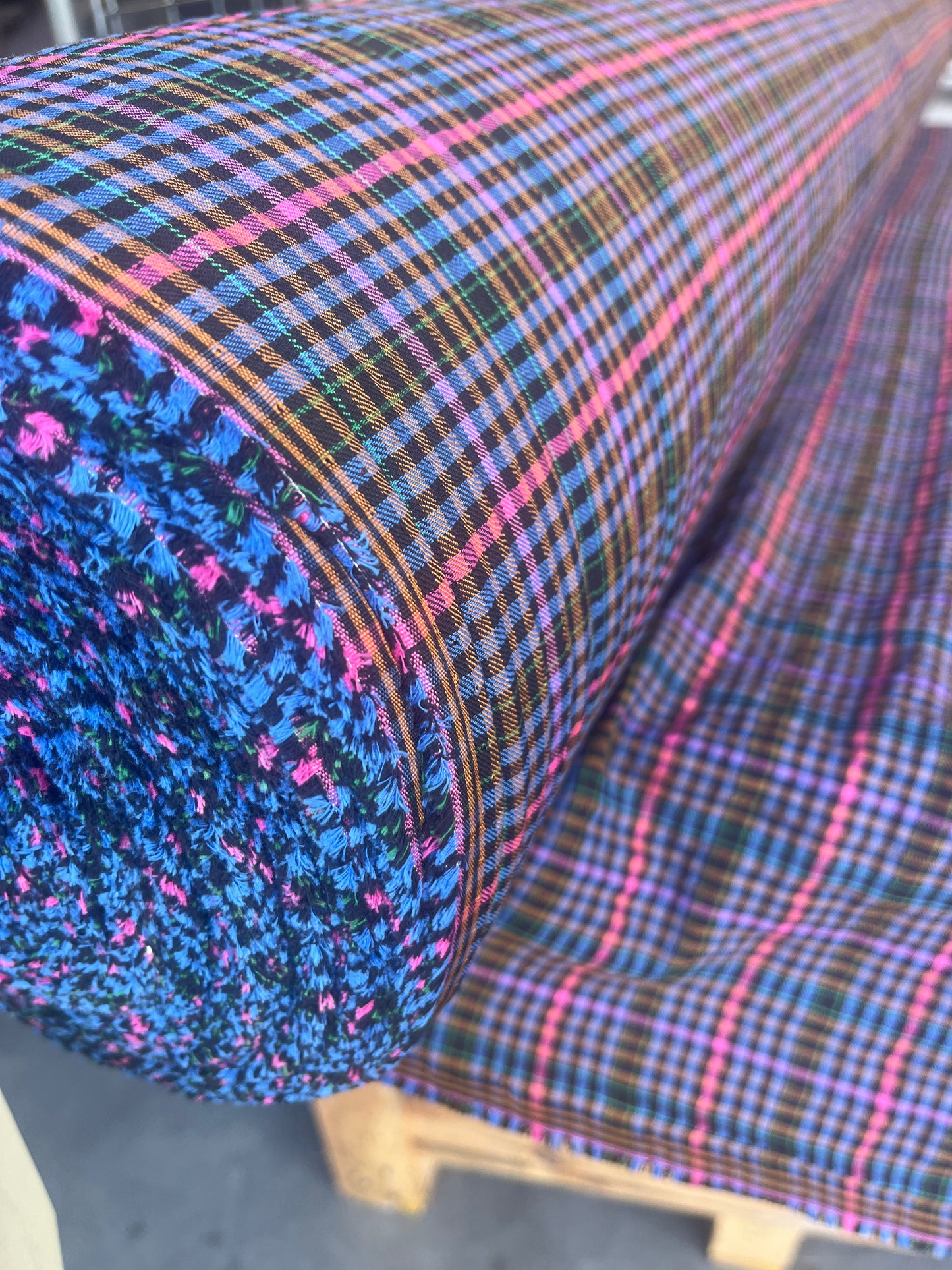 MONTI 014 44031/2 crinkle cramming cotton check pink/blue/green/orange