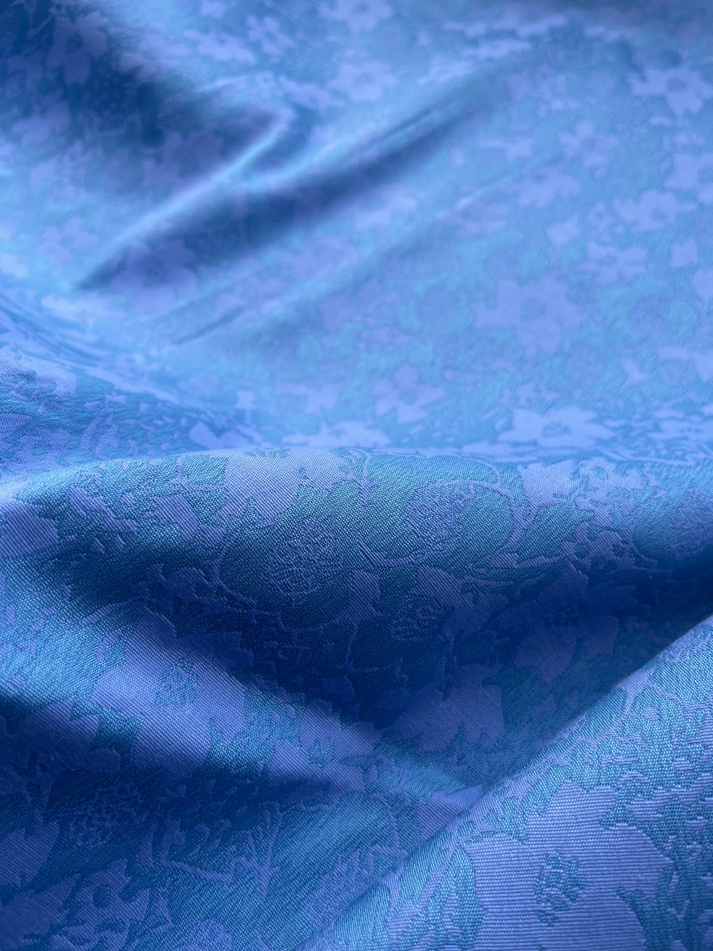 Jacques 012 cotton stretch jacquard lilac/turquoise flowers