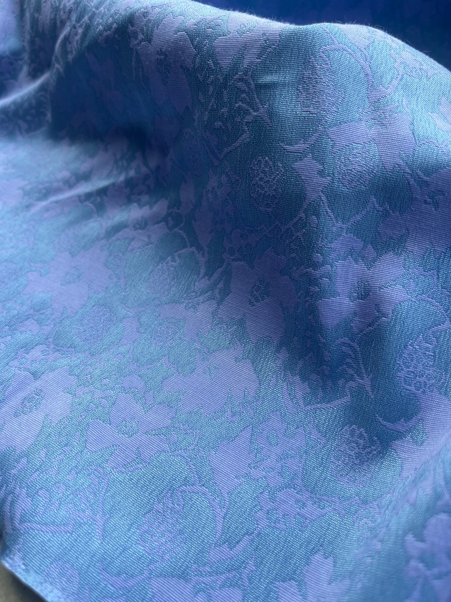 Jacques 012 cotton stretch jacquard lilac/turquoise flowers