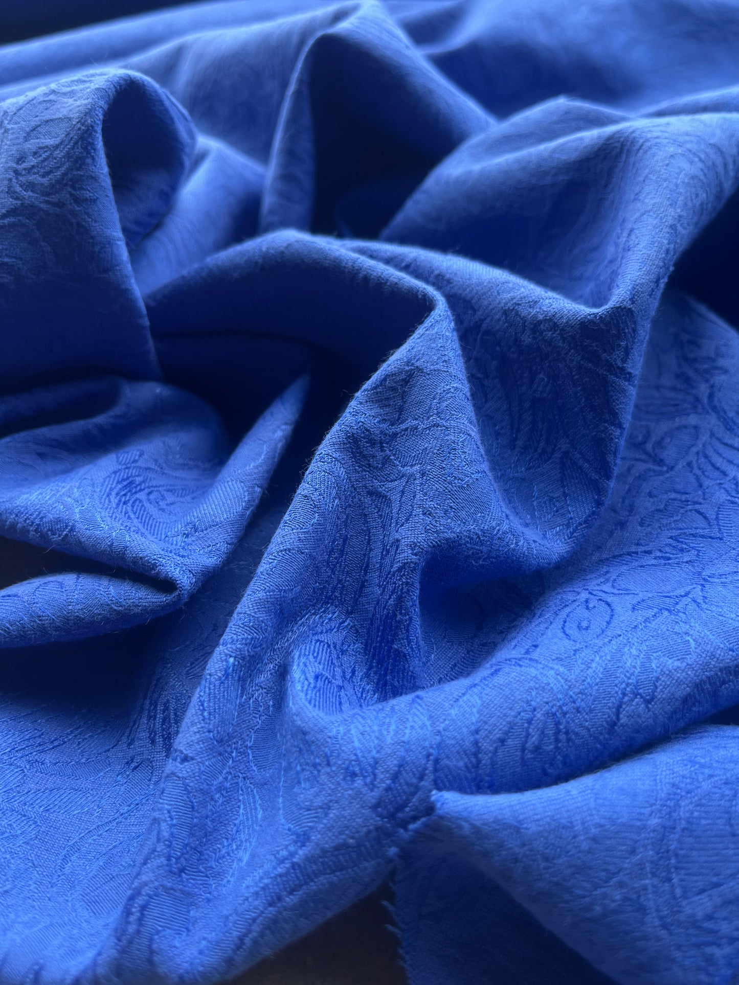 Jacques 014 cotton stretch jacquard electric blue flowers