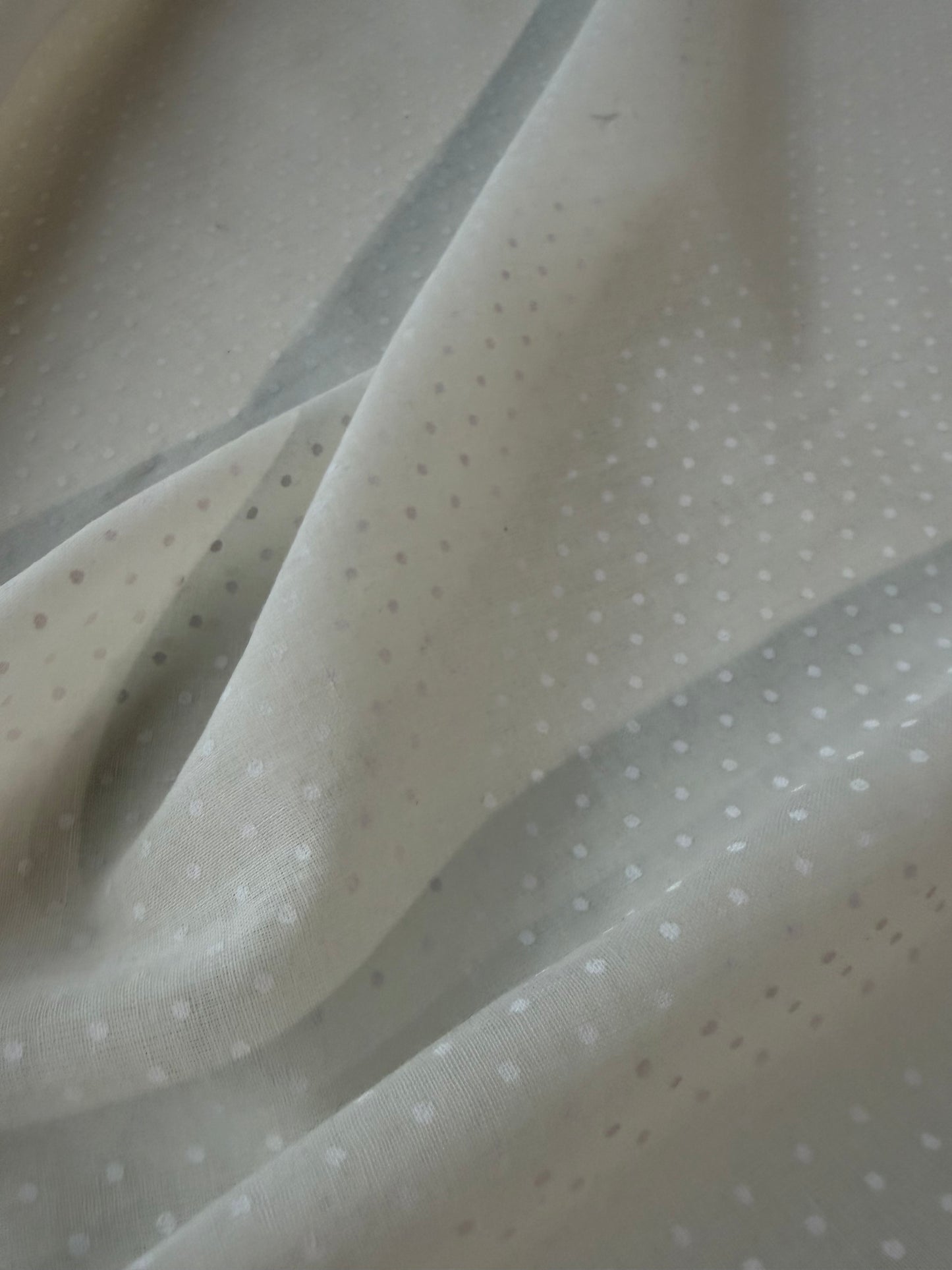 FREDO 011 white cotton voile with white dots