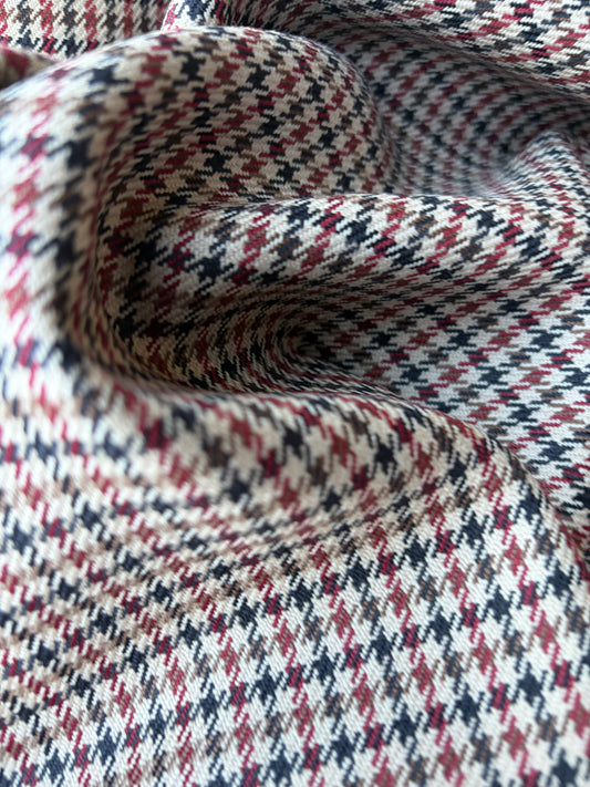 LORO 032 camel/brown/red Prince of Wales wool stretch