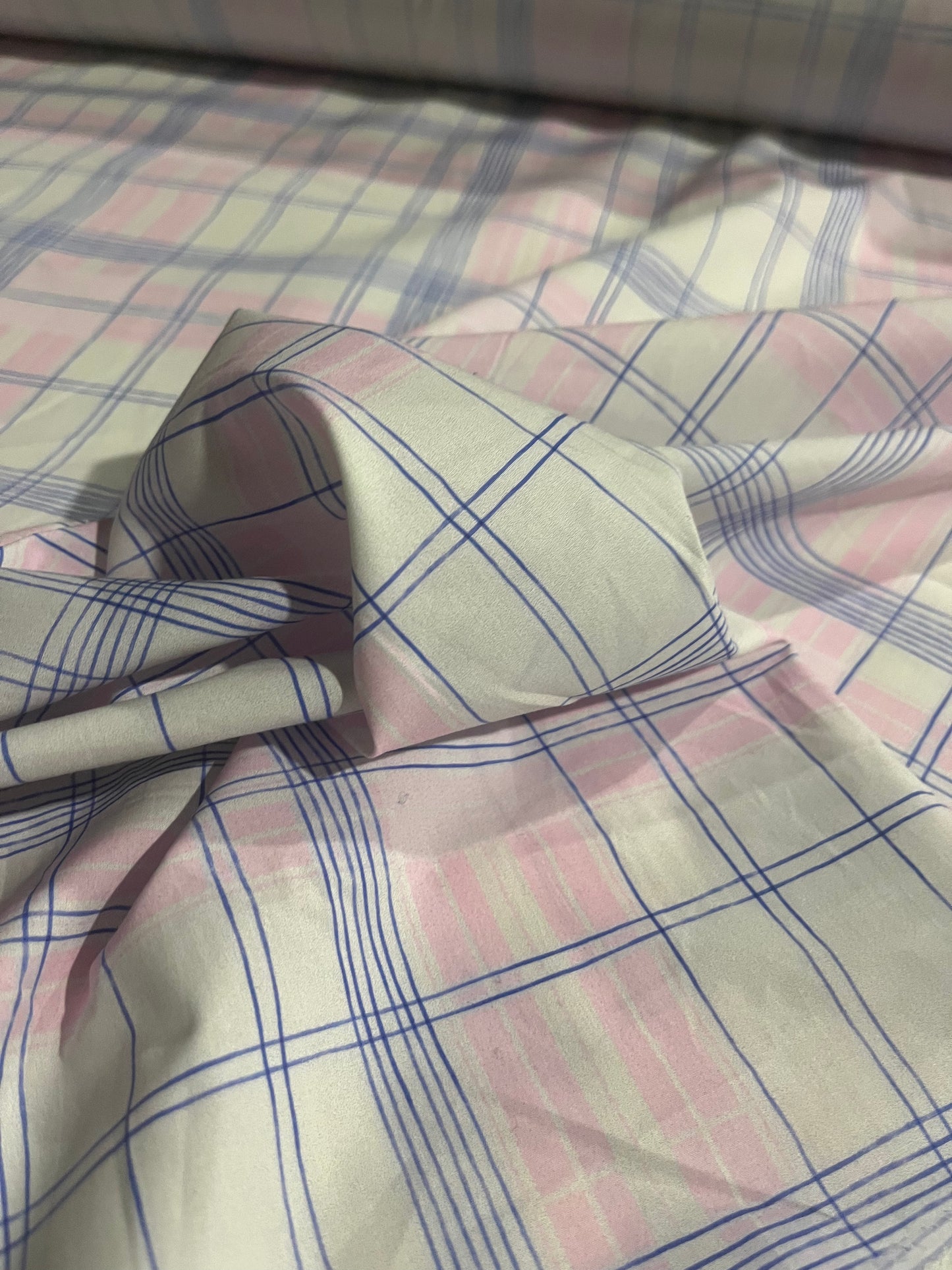 LC YVETTE 013 cotton poplin check indigo/pink