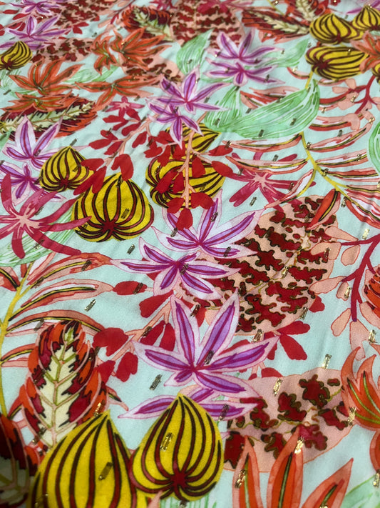 YVETTE 021 viscose lurex flower print