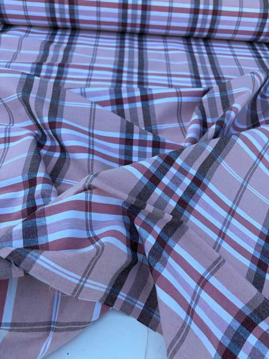 CHARLY 037 soft pink checkered cotton stretch