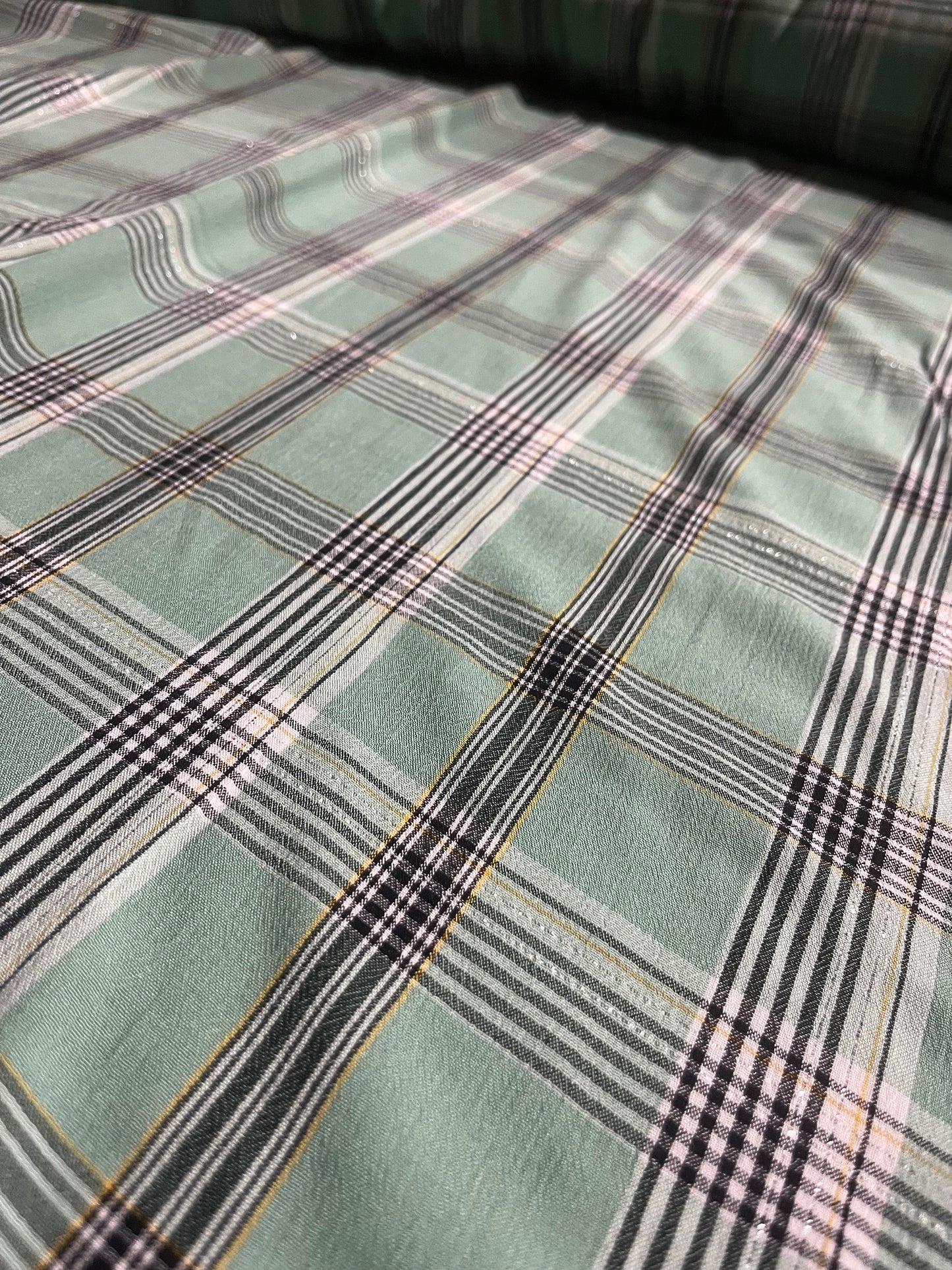 MOIRA 020 cotton viscose check linden green