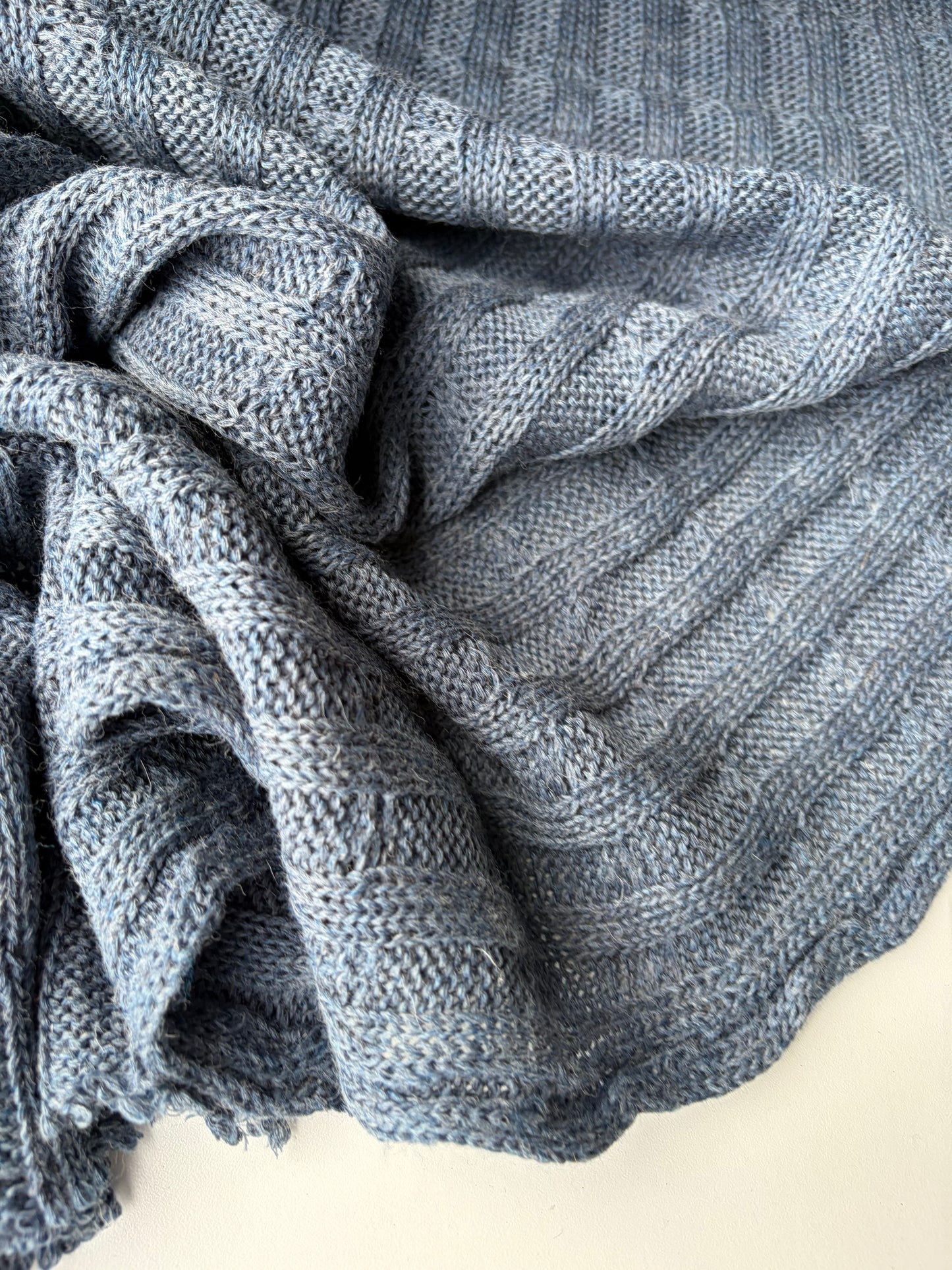 DARREN 004 steel blue knitted cable cotton/wool