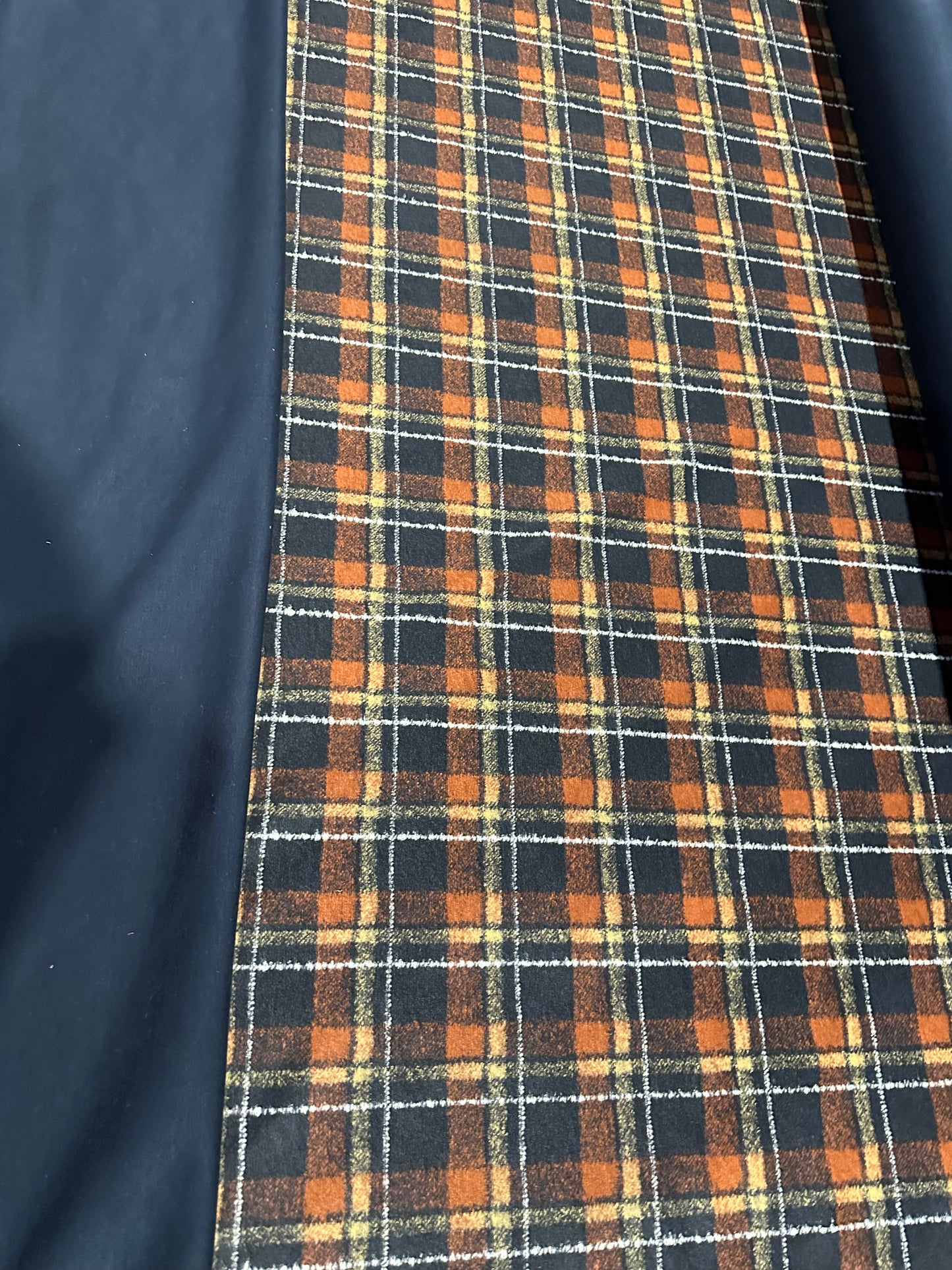 Flip side 360 wool Orange/Navy check double face jersey Navy