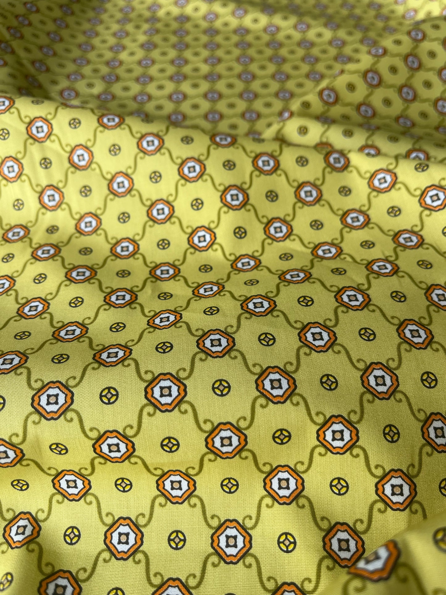 In the Garden 8 cotton bachette yellow geometrical print