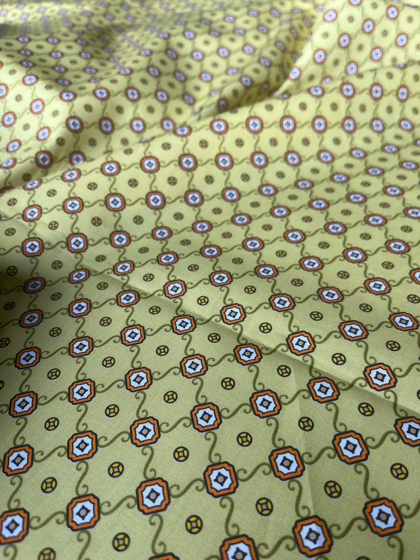 In the Garden 8 cotton bachette yellow geometrical print