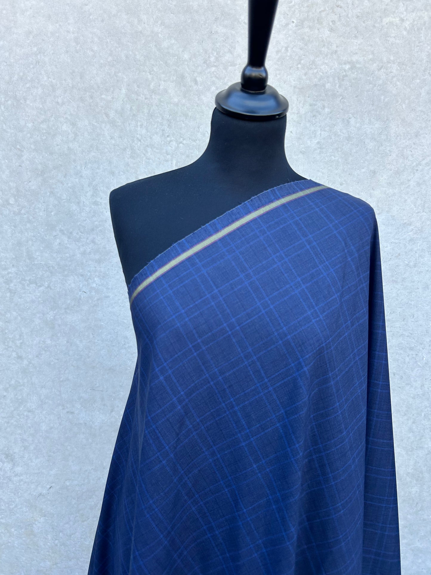 PREM10036 light wool check suiting Loro Piana navy
