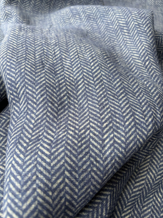 DARREN 027 washed linen with herringbone print