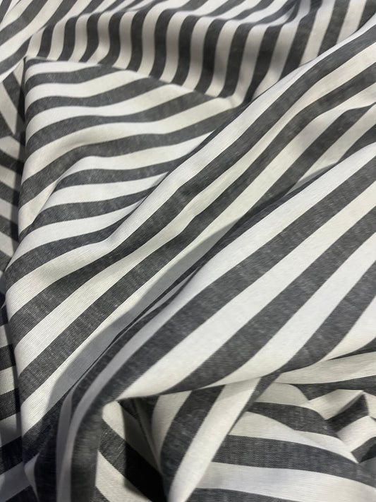 AMOS 021 woven cotton/line stripe black/white