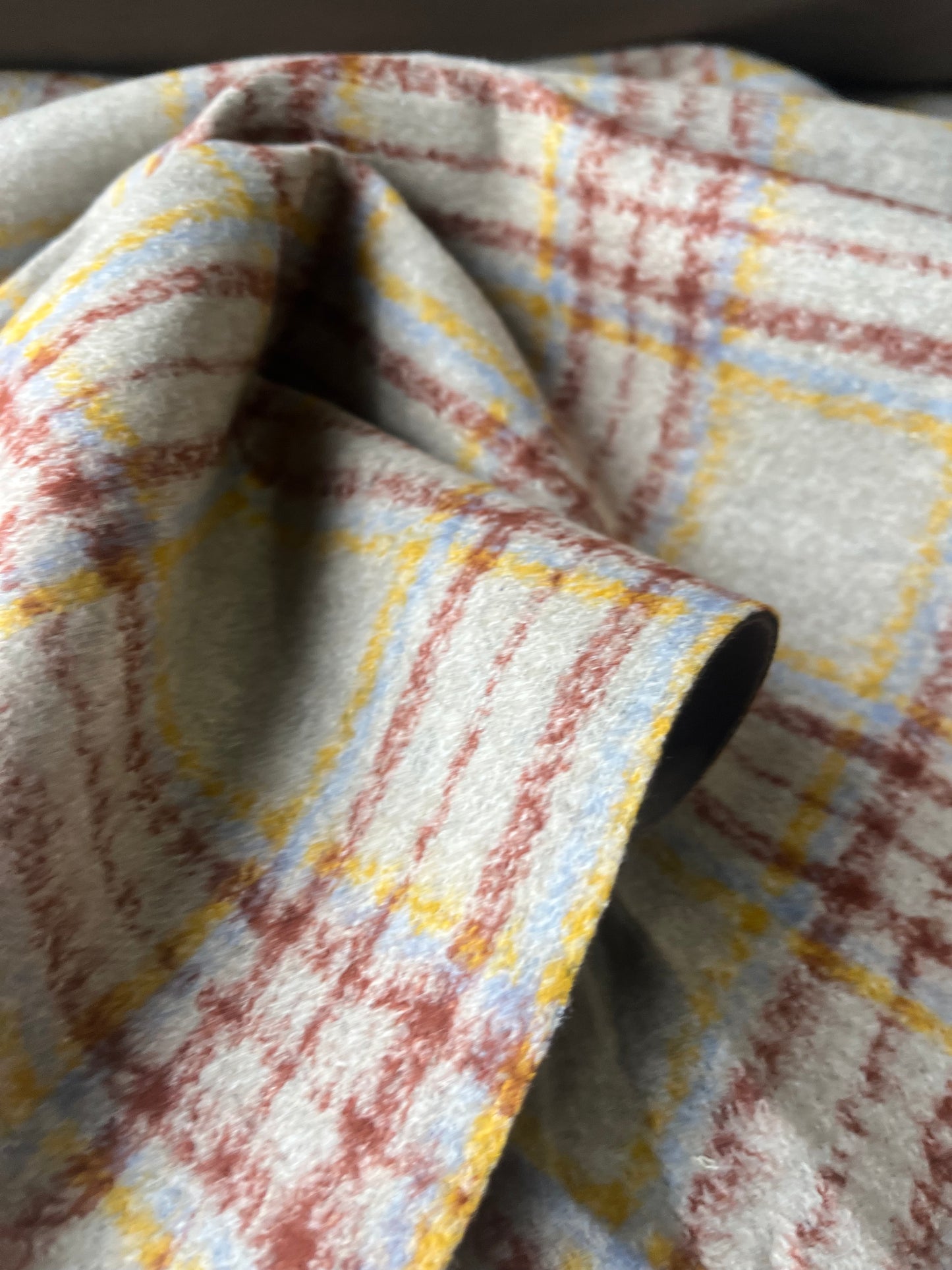 ATILLA 035 wool double face sand/blue/yellow
