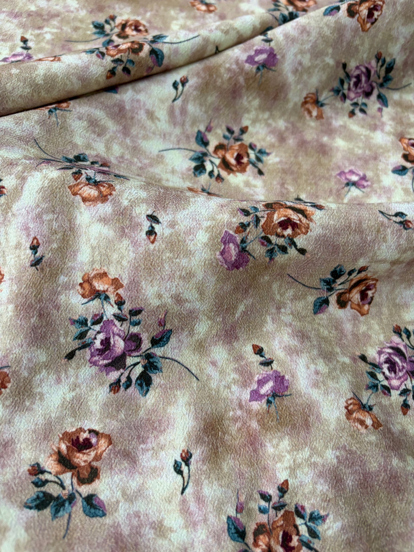 PAZZO 007 viscose crêpe powder pink flower print