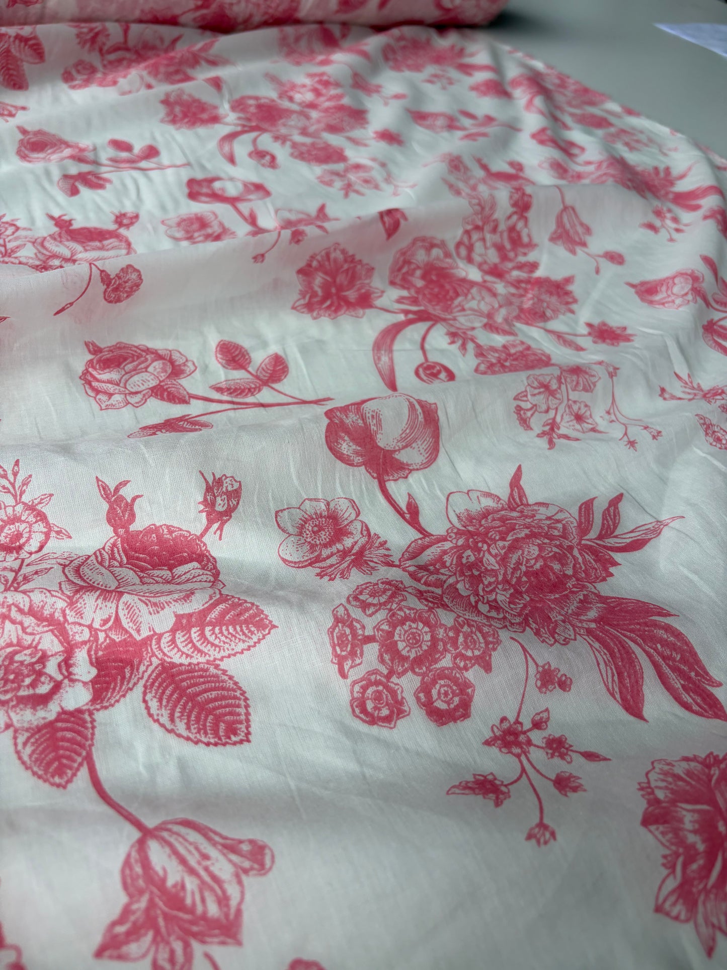 PAZZO 021 cotton voile pink flower print