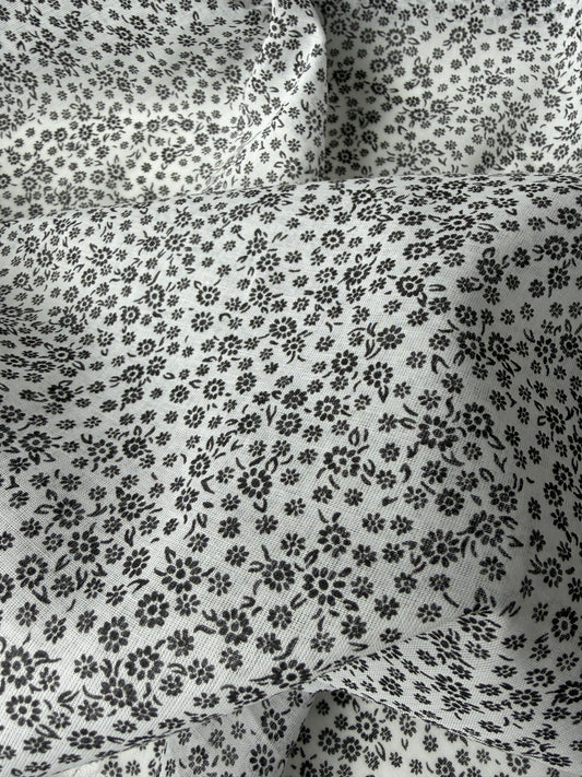 PAZZO 025 cotton voile mini black/white flowerprint