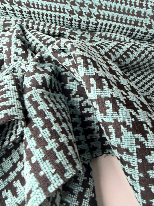 TOTO 043 heavy chenille jacquard teal Prince de Galles