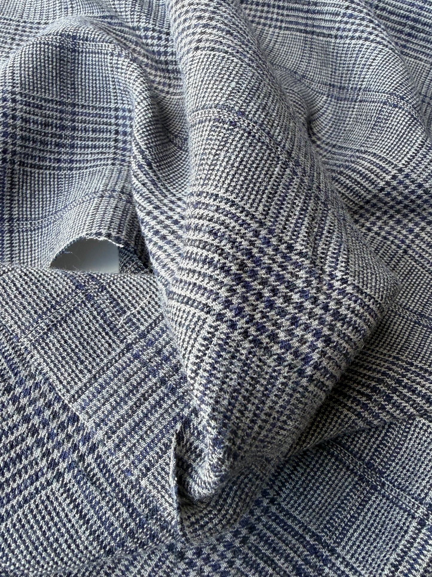 FELICE 019 grey/blue checkered wool drape