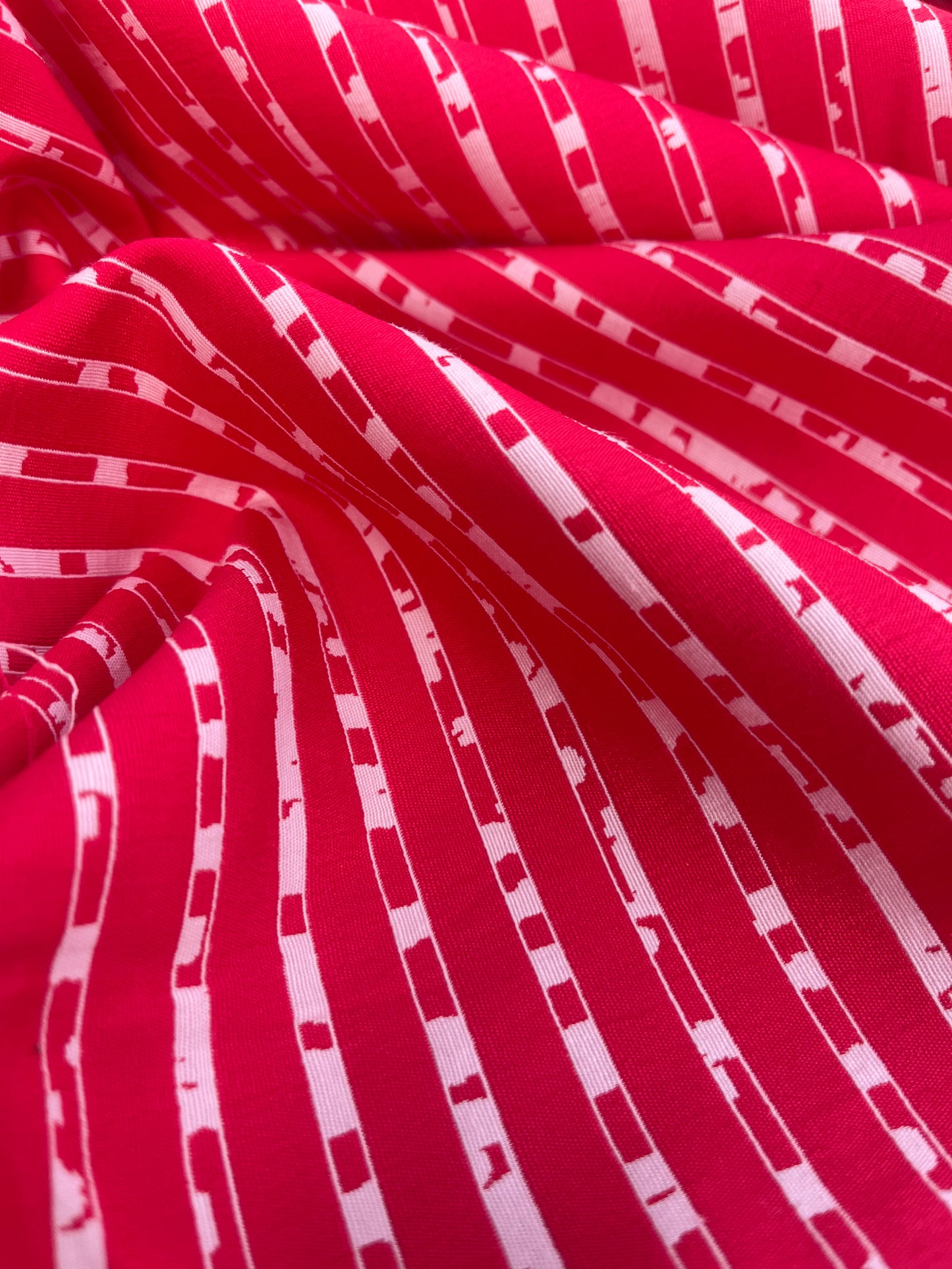 Blandine 032 cotton stretch jacquard red/white