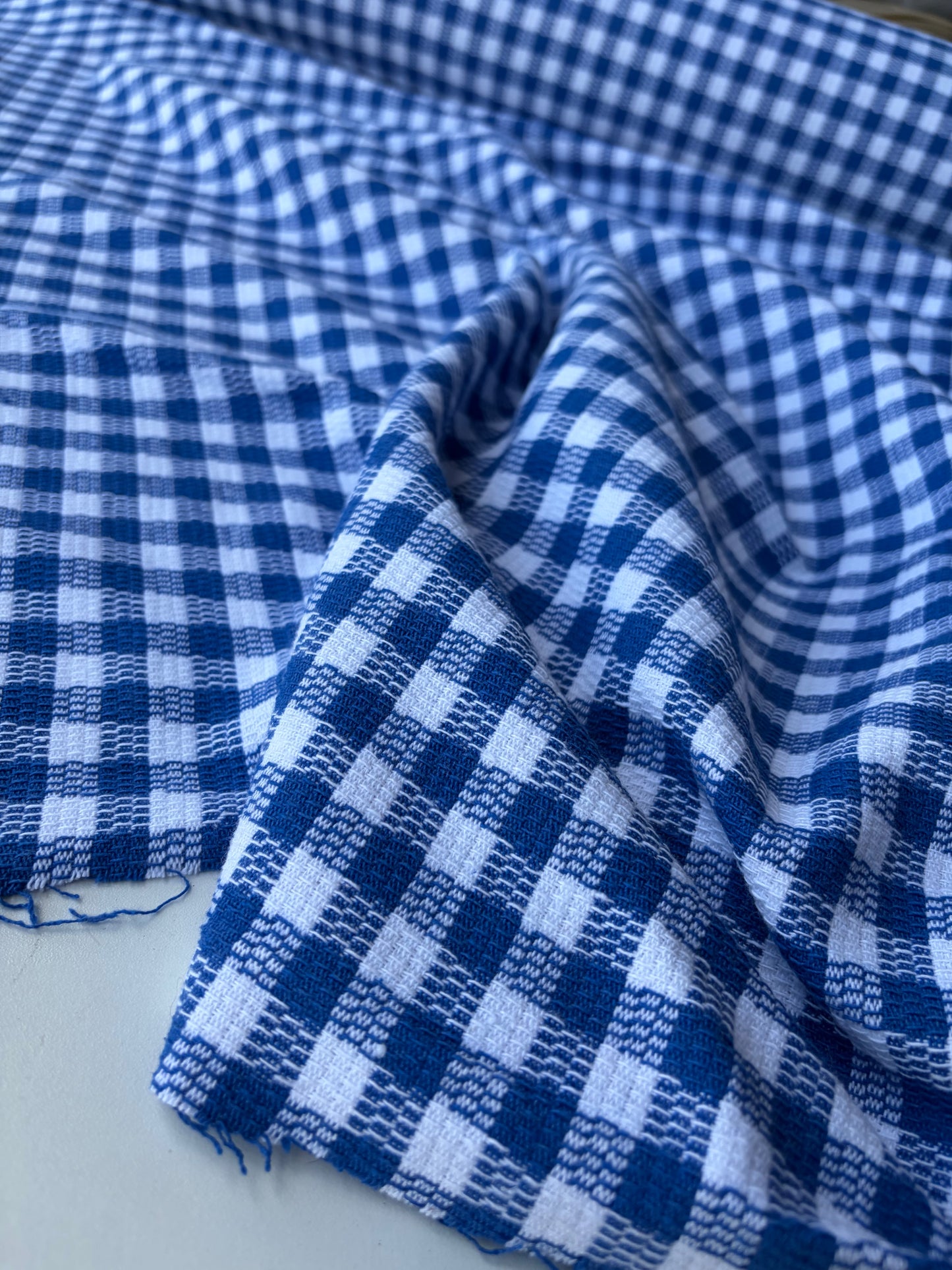 FELICE 023 cobalt/white checkered heavy cotton tweed check