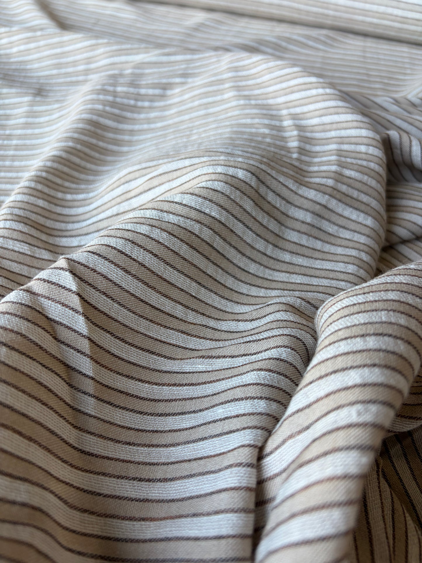 CELIA 051 midweight cotton/linen jacquard stripe white/sand