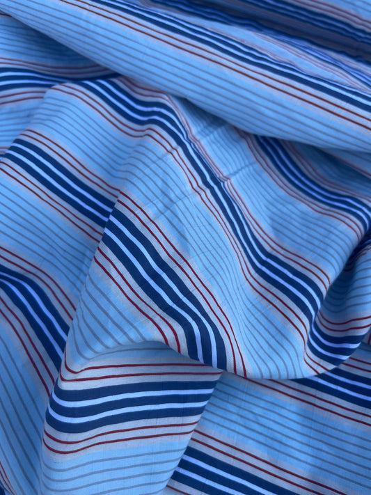 NENA 051 colourwoven cotton stripe blue/navy/red