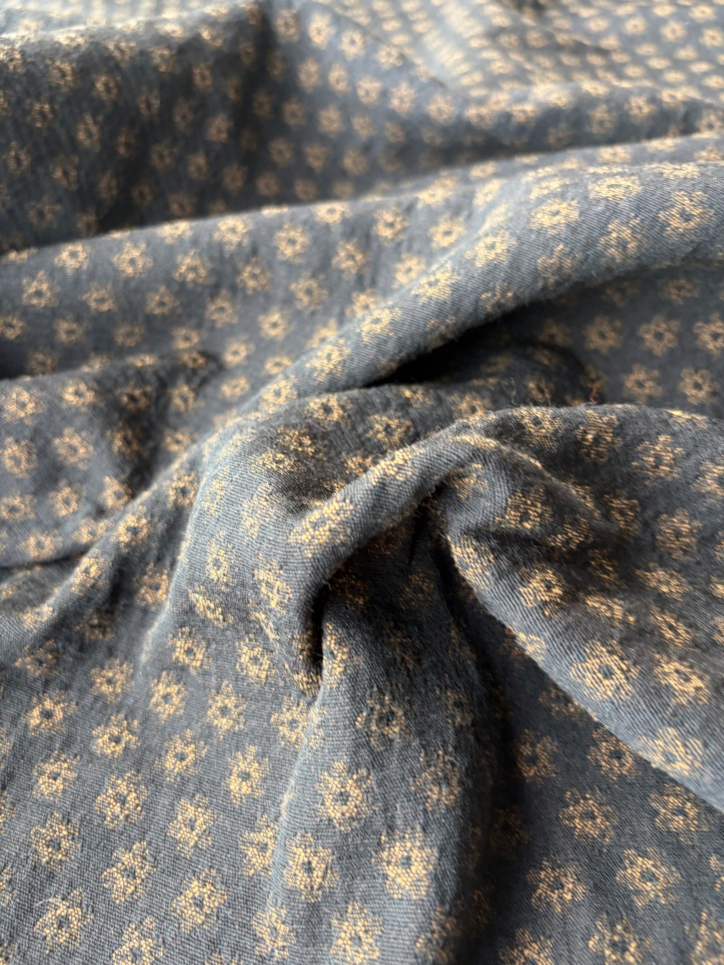 JEAN 008 cotton jacquard brown flower 2