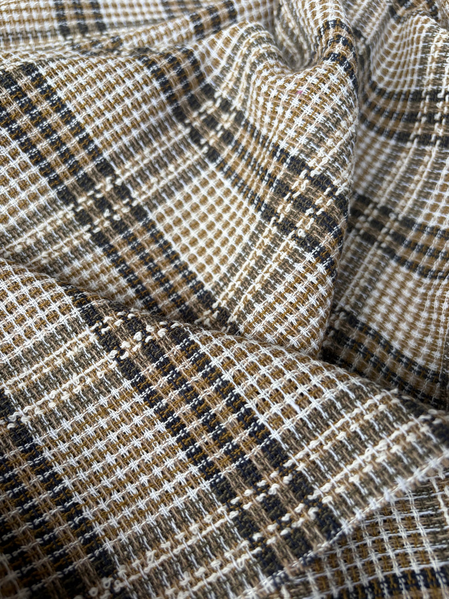 JEAN 012 cotton tweed Chanel style brown/khaky/sand checks