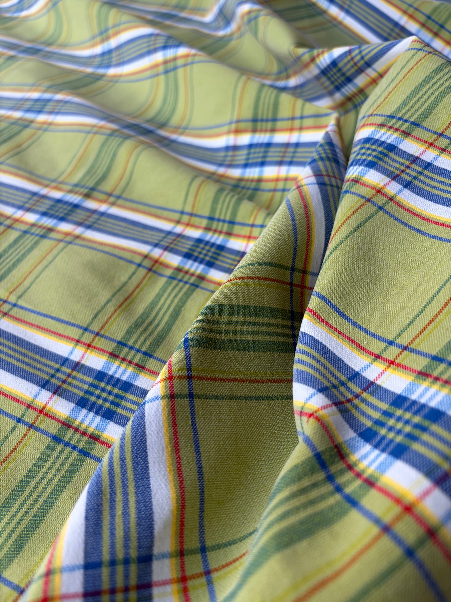 JEAN 022 cotton bengaline classical clan check green/electric blue