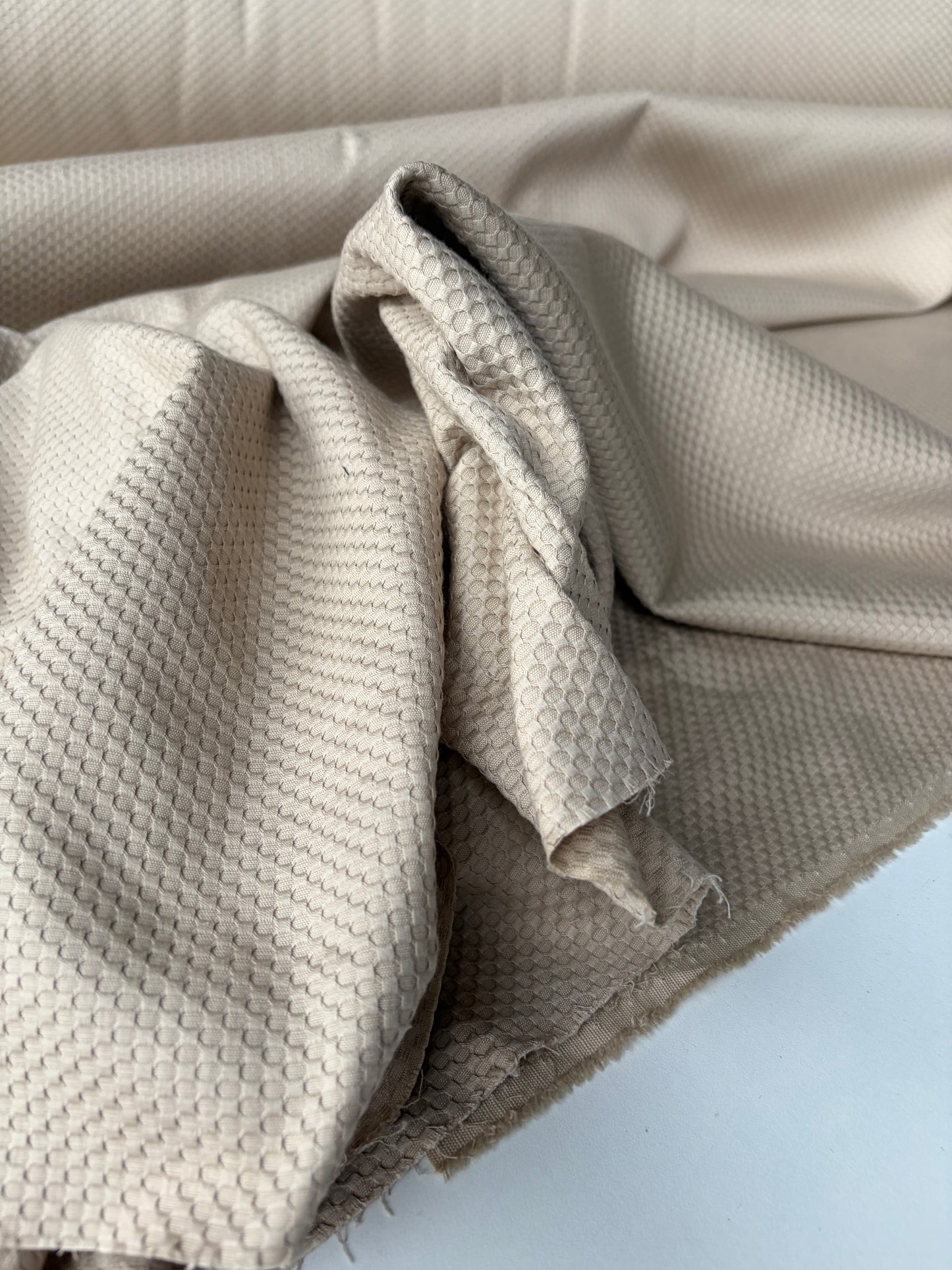 HOLLY 014 sand coloured structured cotton stretch