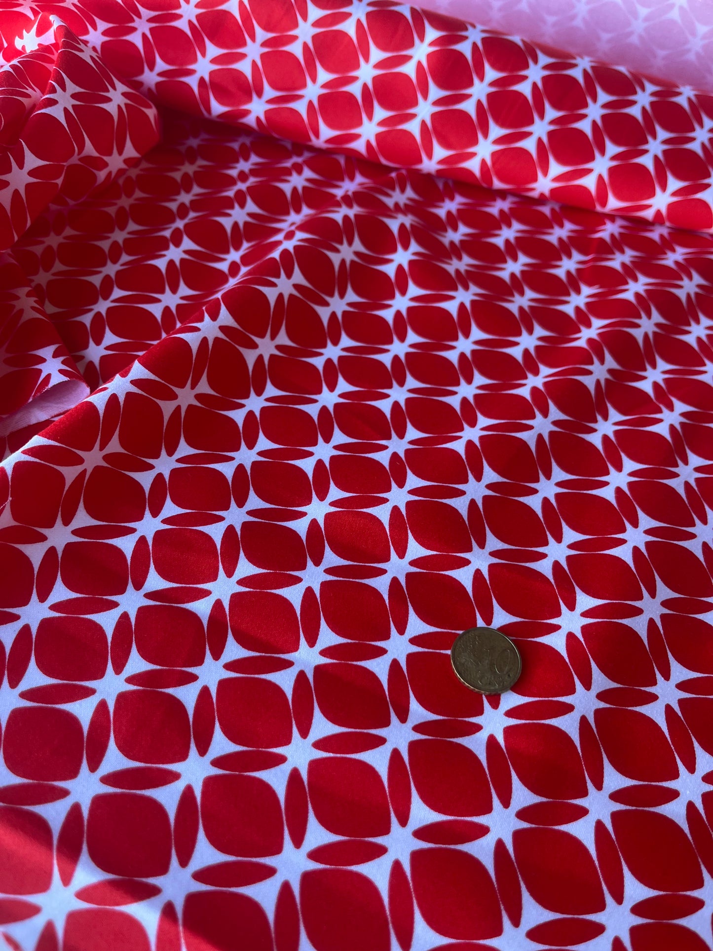 MARTY 005 cotton satin stretch red/white print