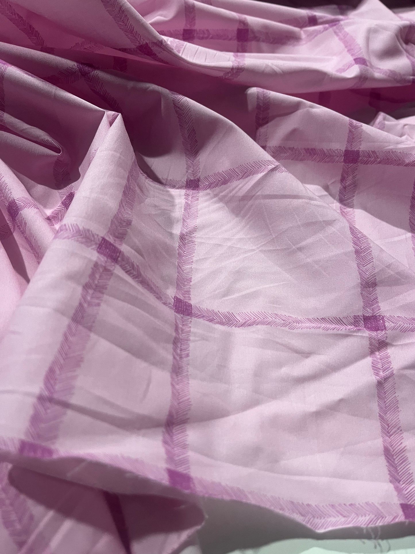 ELLA 011 cotton poplin stretch lilac checkered print