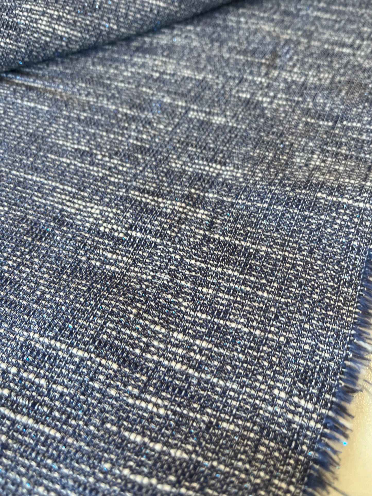 GAUTIER 007 cotton tweed indigo with lurex ( silver)
