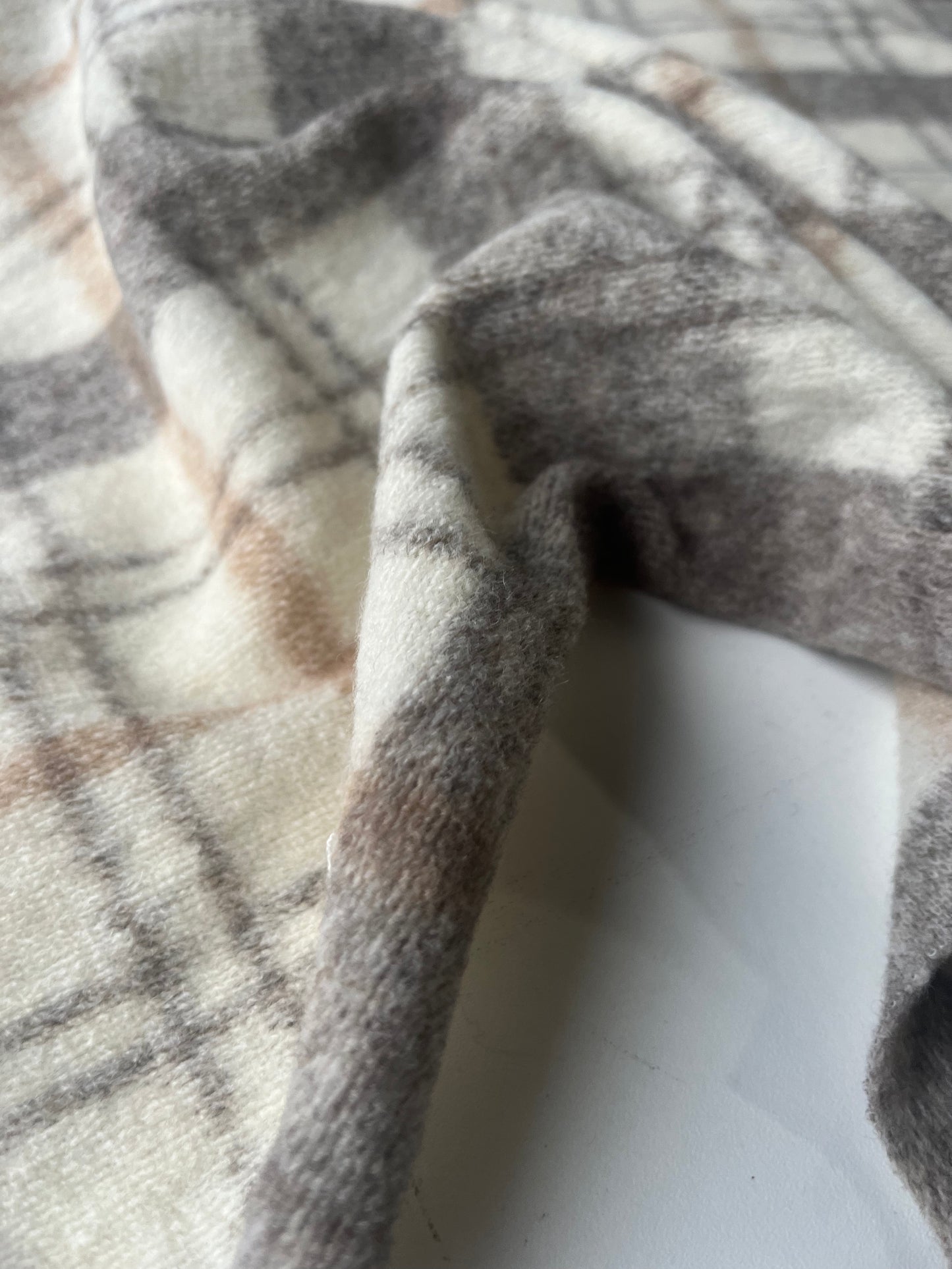 FLAVIO 004 Wool jersey check cream/brown